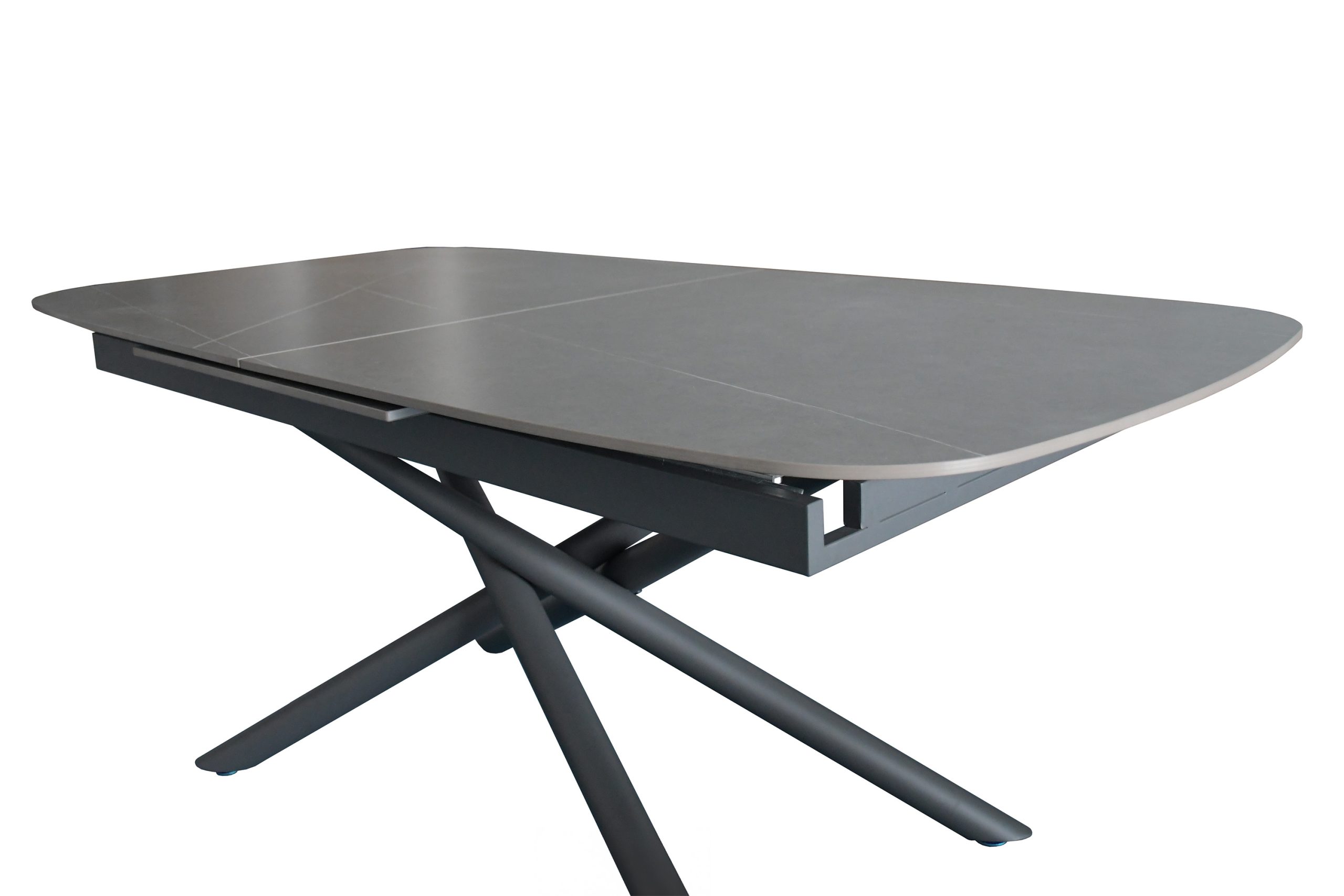 Esstisch 180 (240) x 90 cm grau matt Keramiktisch ausziehbar Mikado Gestell schwarz MELODIE – Bild 4