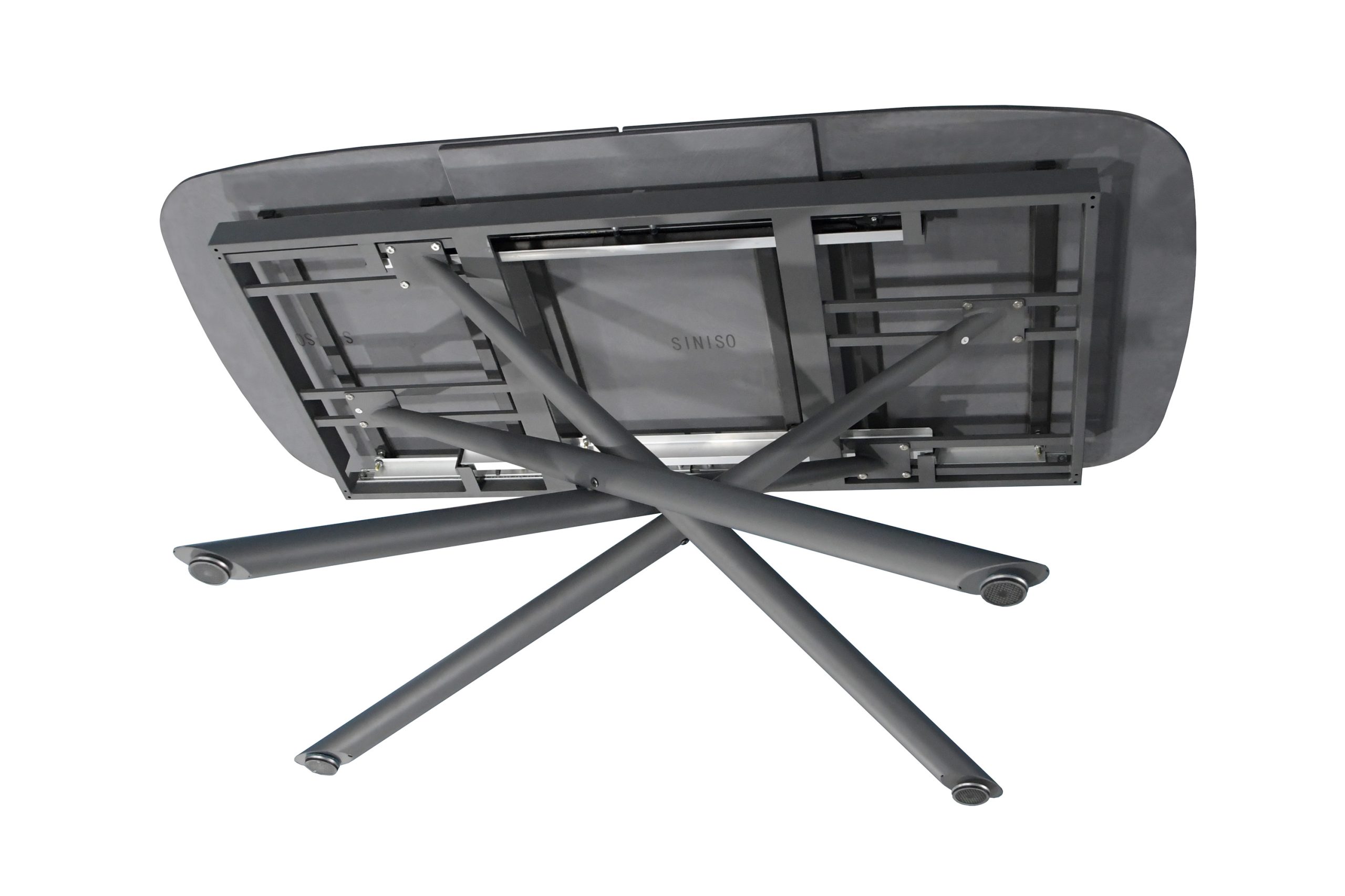 Esstisch 180 (240) x 90 cm grau matt Keramiktisch ausziehbar Mikado Gestell schwarz MELODIE – Bild 6