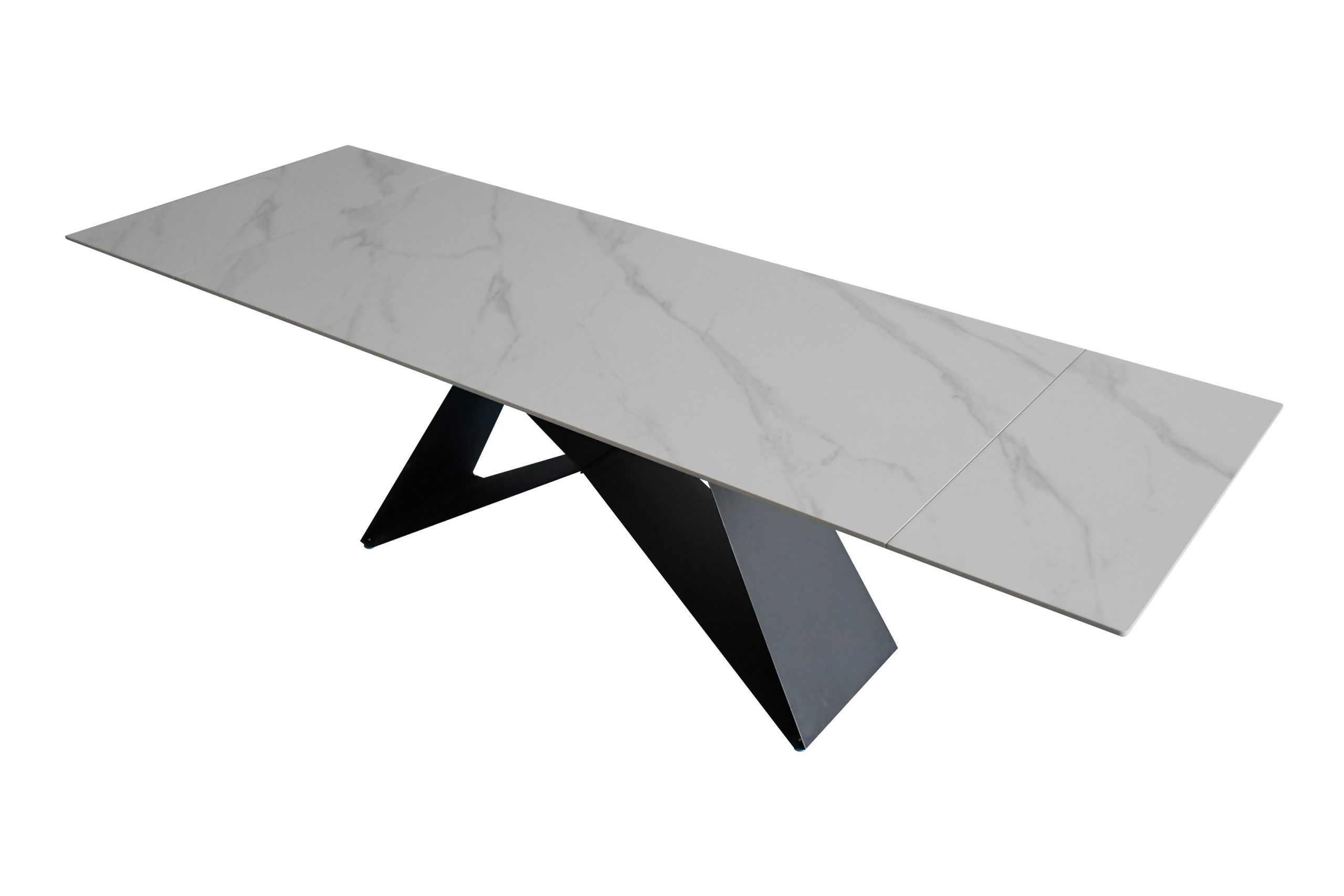 Esstisch 180 (260) x 90 cm weiß matt Keramiktisch ausziehbar Butterfly Gestell schwarz MIA – Bild 2