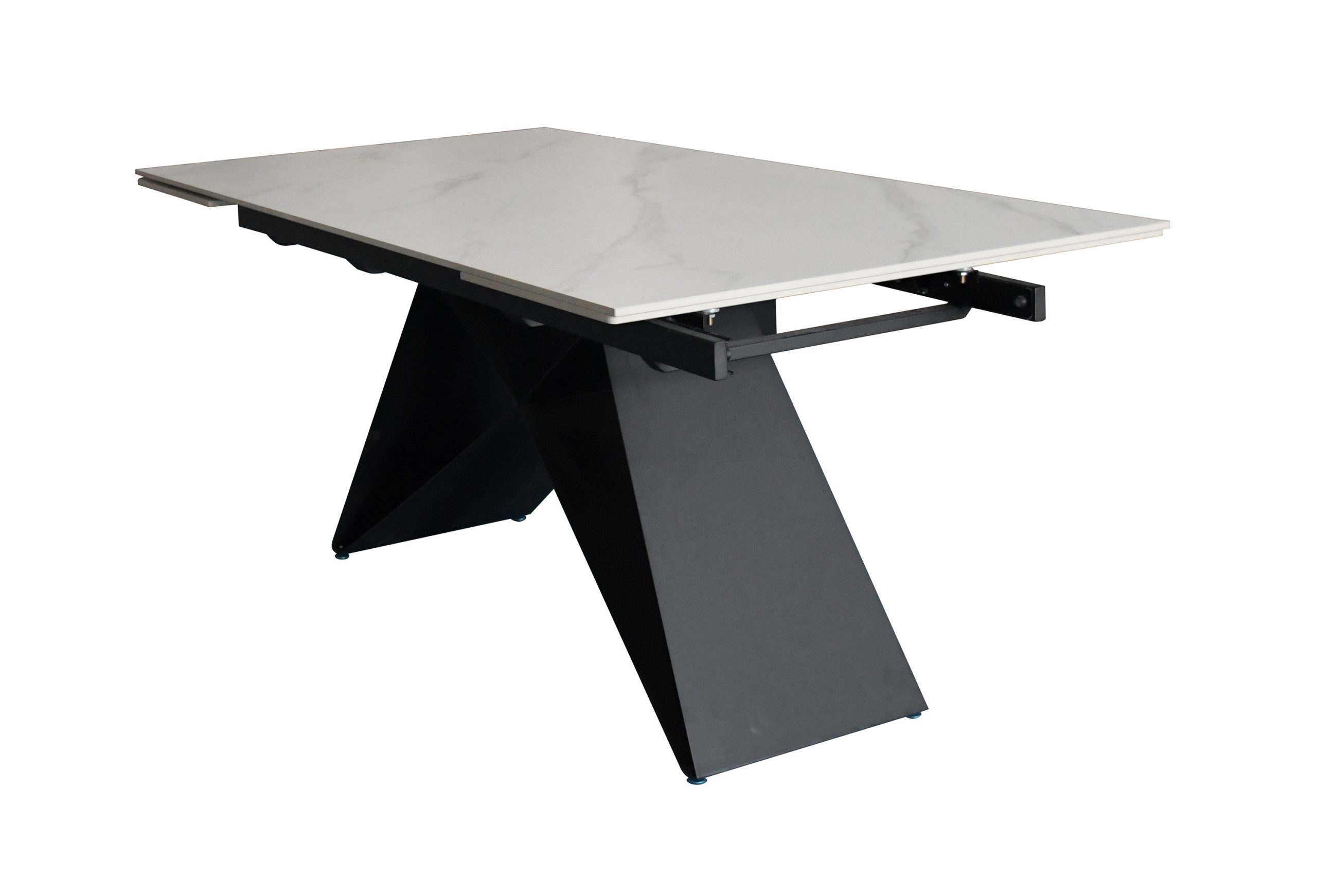 Esstisch 180 (260) x 90 cm weiß matt Keramiktisch ausziehbar Butterfly Gestell schwarz MIA – Bild 4