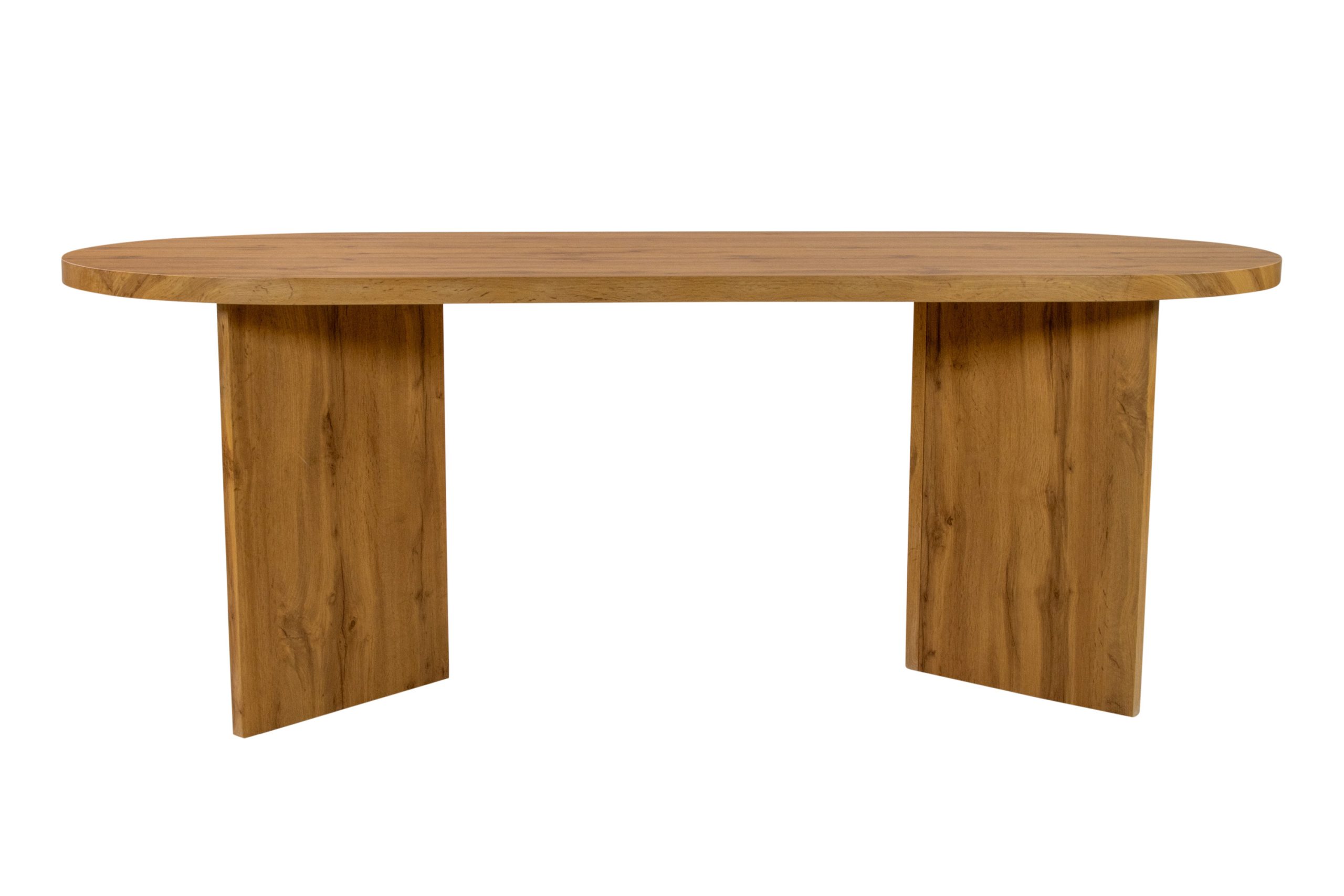 Esstisch oval mit geraden Kanten 204x90 cm Holz Wildeiche-Optik Tischbeine V-Form OVI – Bild 7
