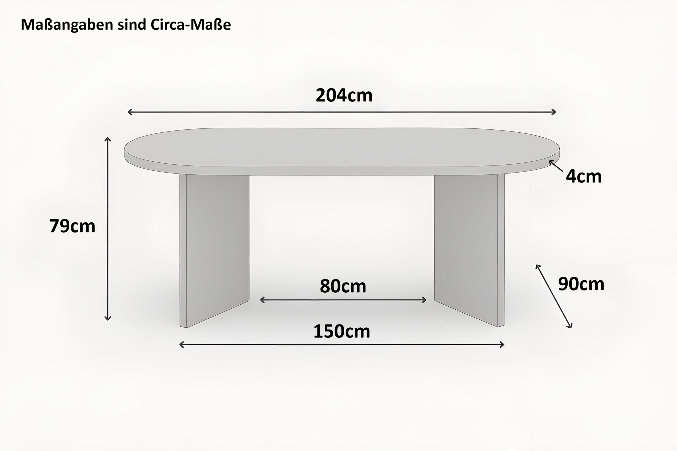 Esstisch oval mit geraden Kanten 204x90 cm Holz Nussbaum-Optik Tischbeine V-Form OVI – Bild 4