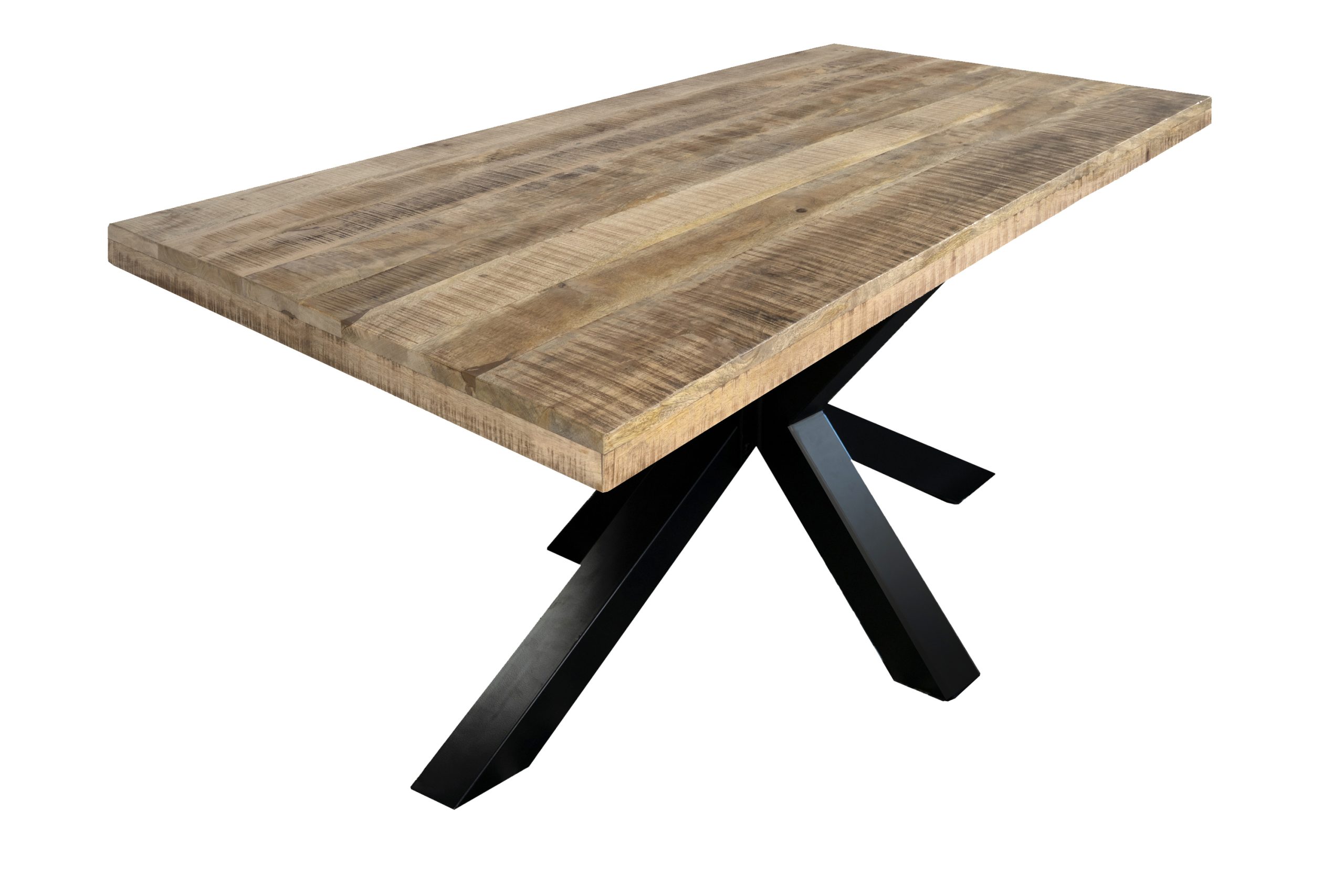 Esstisch 300x100cm Mangoholz gerade Kante Spider-Gestell schwarz RIO – Bild 2
