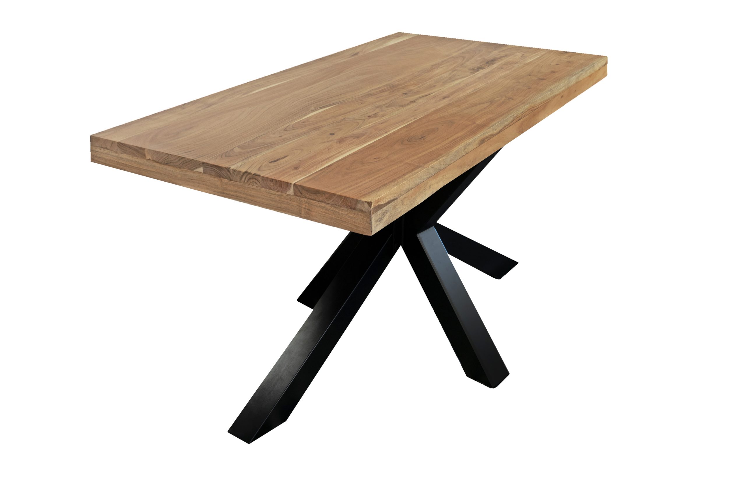 Esstisch 140x80cm Akazienholz naturfarben gerade Kante Spider-Gestell schwarz RIO – Bild 2
