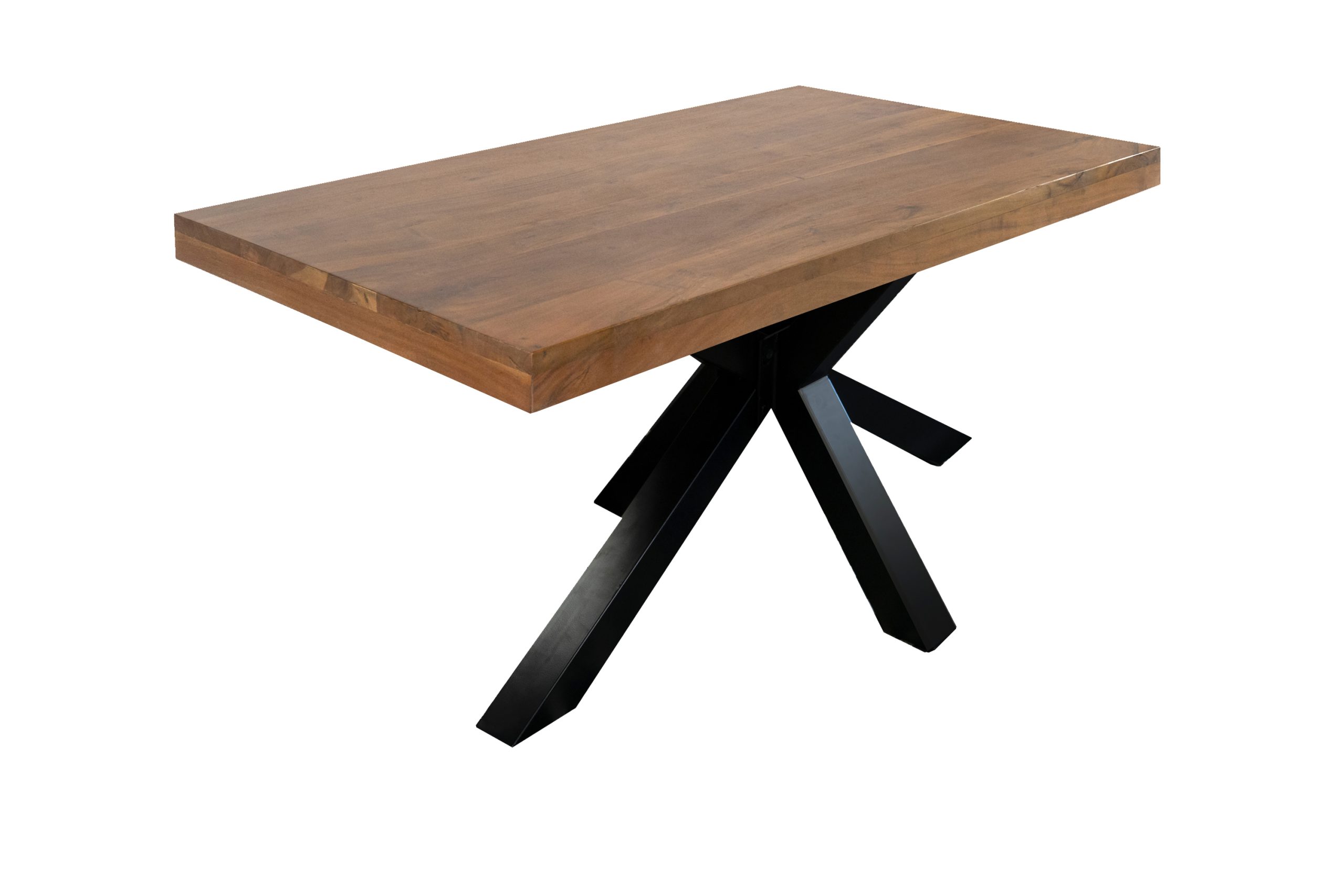 Esstisch 120x80cm Akazienholz nussbaumfarben gerade Kante Spider-Gestell schwarz RIO – Bild 3