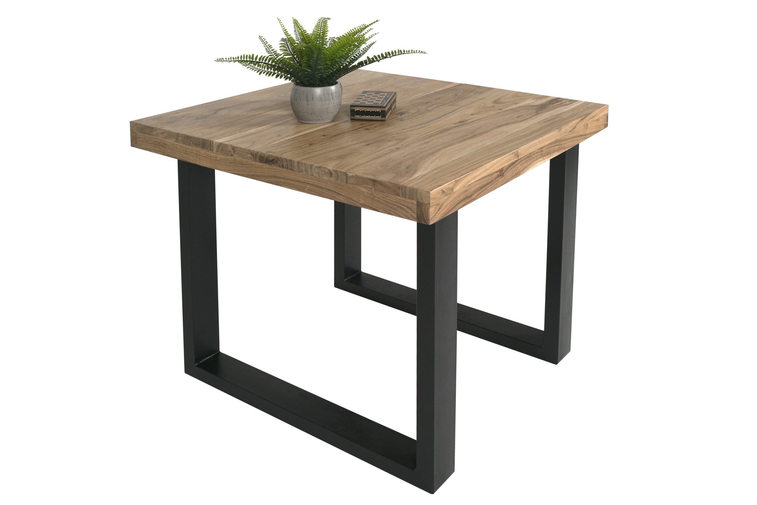 Esstisch 90x90cm Akazienholz naturfarben gerade Kante U-Gestell schwarz RIO – Bild 3