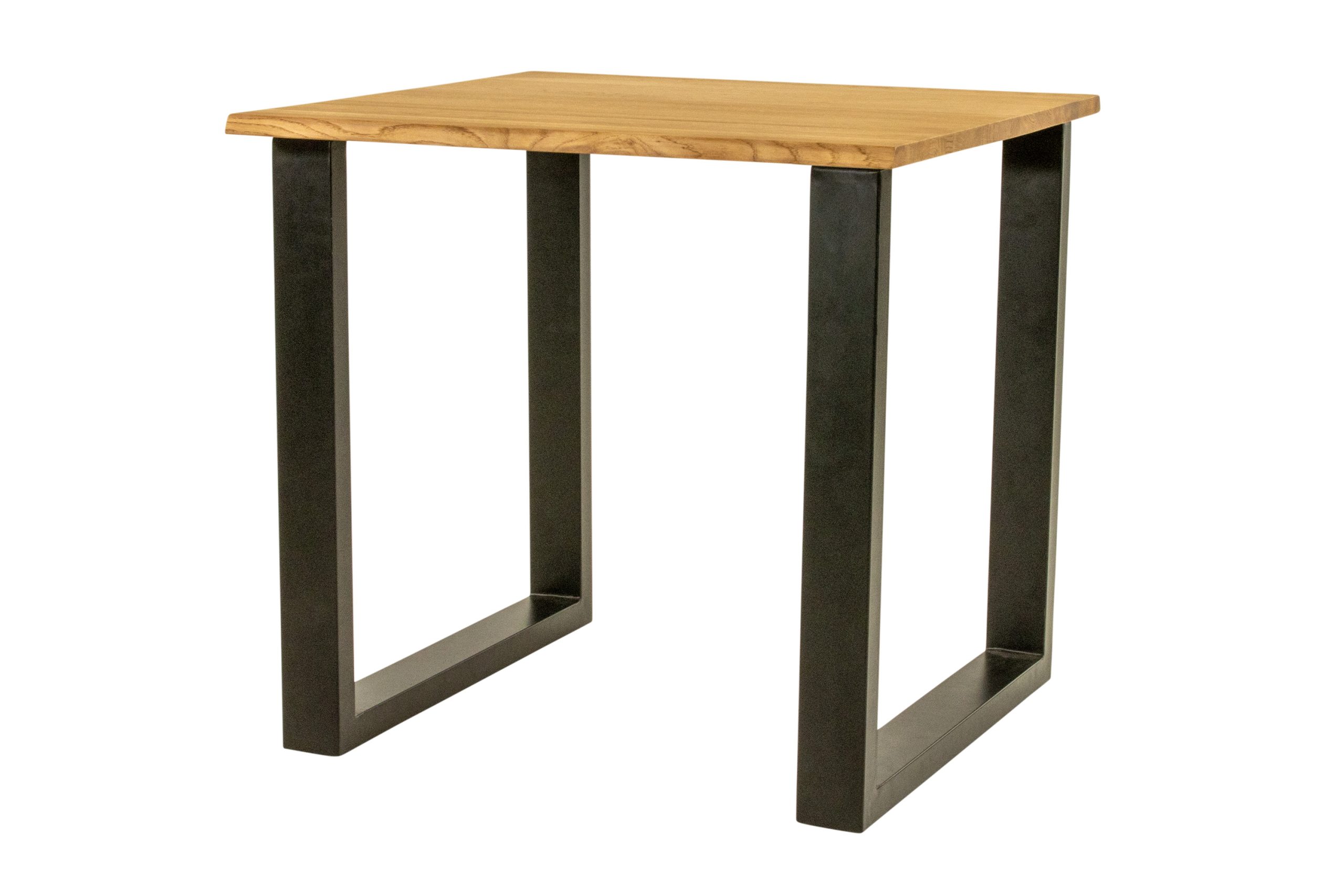 Esstisch 80x80 cm Baumkante Eichenholz massiv geölt U-Gestell schwarz SALVADOR – Bild 2