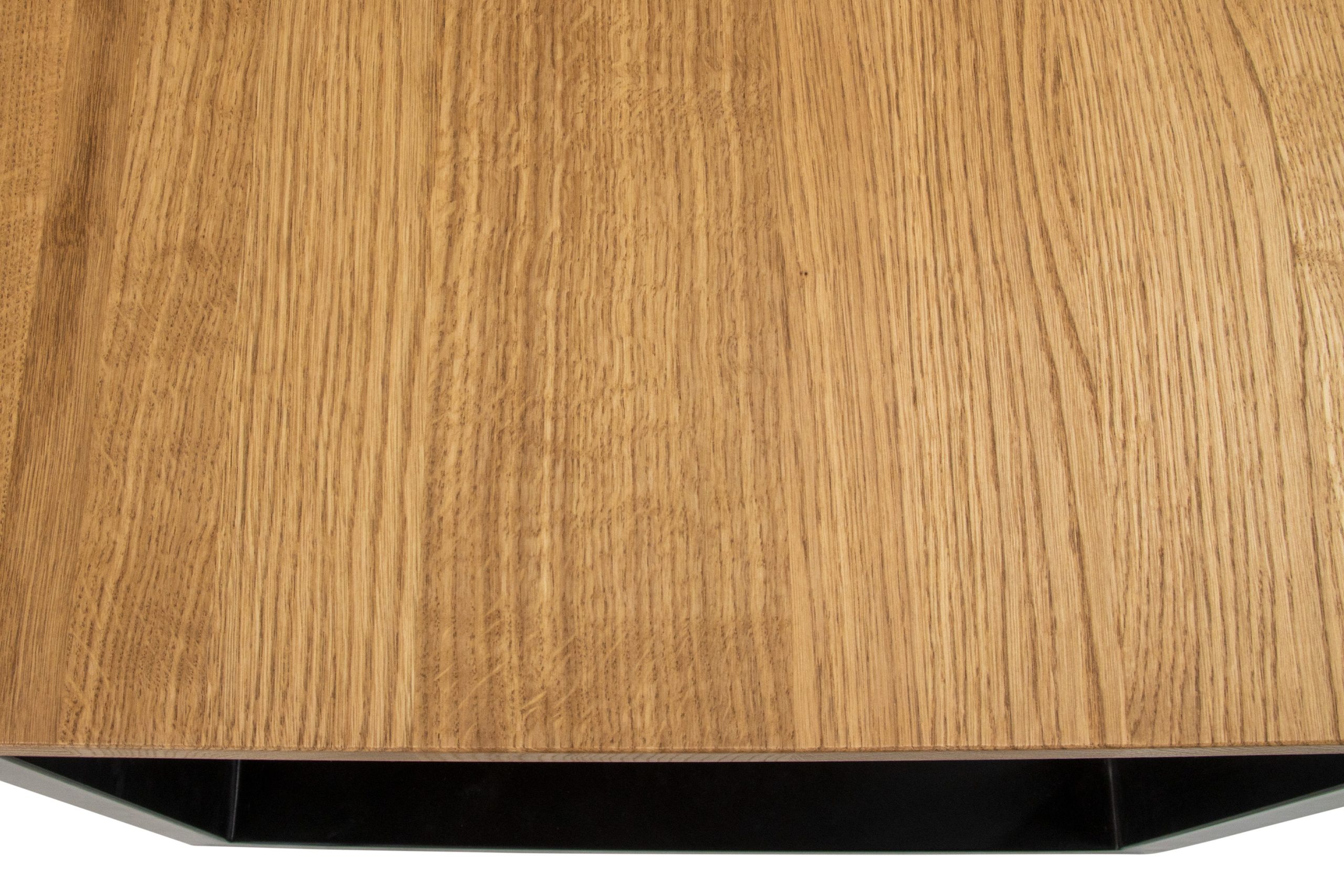 Esstisch 80x80 cm Baumkante Eichenholz massiv geölt U-Gestell schwarz SALVADOR – Bild 6