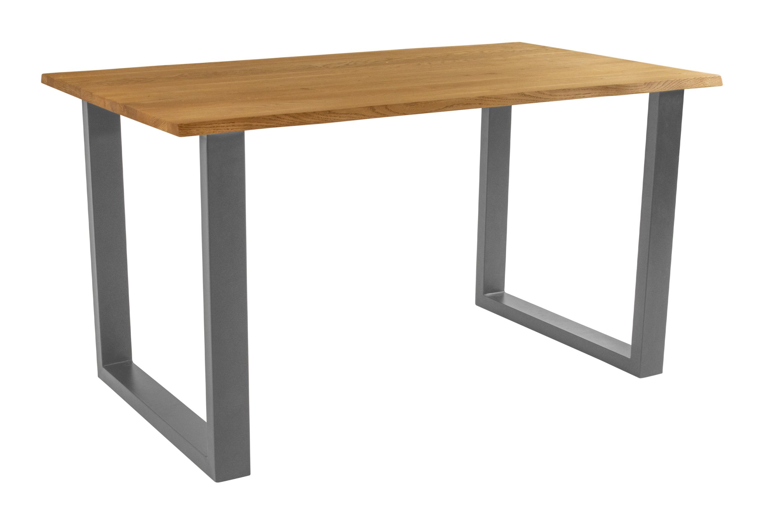 Esstisch 180x90 cm Baumkante Eichenholz massiv geölt U-Gestell silber SALVADOR – Bild 2