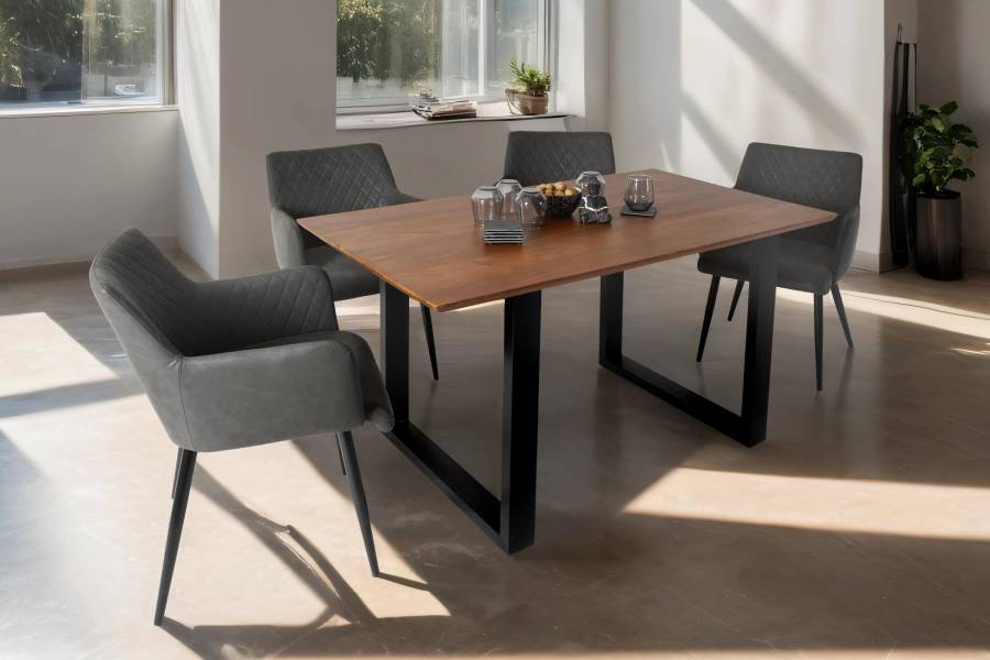 SAM_NEU-Esszimmer-Esszimmertische-Schweizer_Kante-U_Gestell-Atlanta-nussbaumfarben-schwarz-160-Bk_Schweizer_kante_160_nuss_schwarz_02