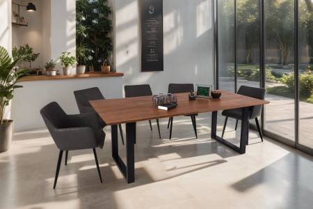 SAM_NEU-Esszimmer-Esszimmertische-Schweizer_Kante-U_Gestell-Atlanta-nussbaumfarben-schwarz-200-Bk_Schweizer_kante_200_nuss_schwarz_02