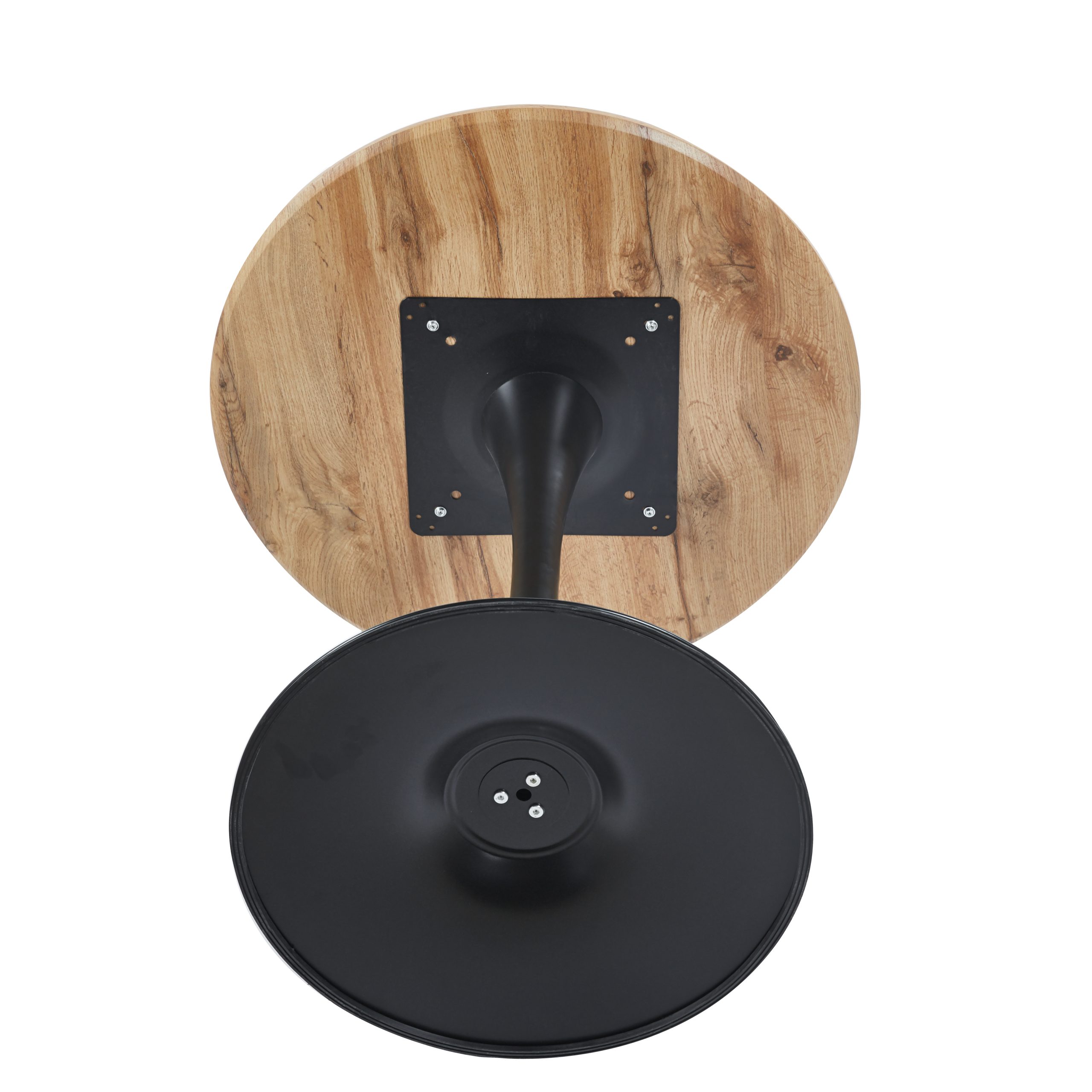 Esstisch 80 cm rund Gerade Kante Säulentisch Holz Wildeiche-Optik Tulpenfuß schwarz STOCKHOLM – Bild 6