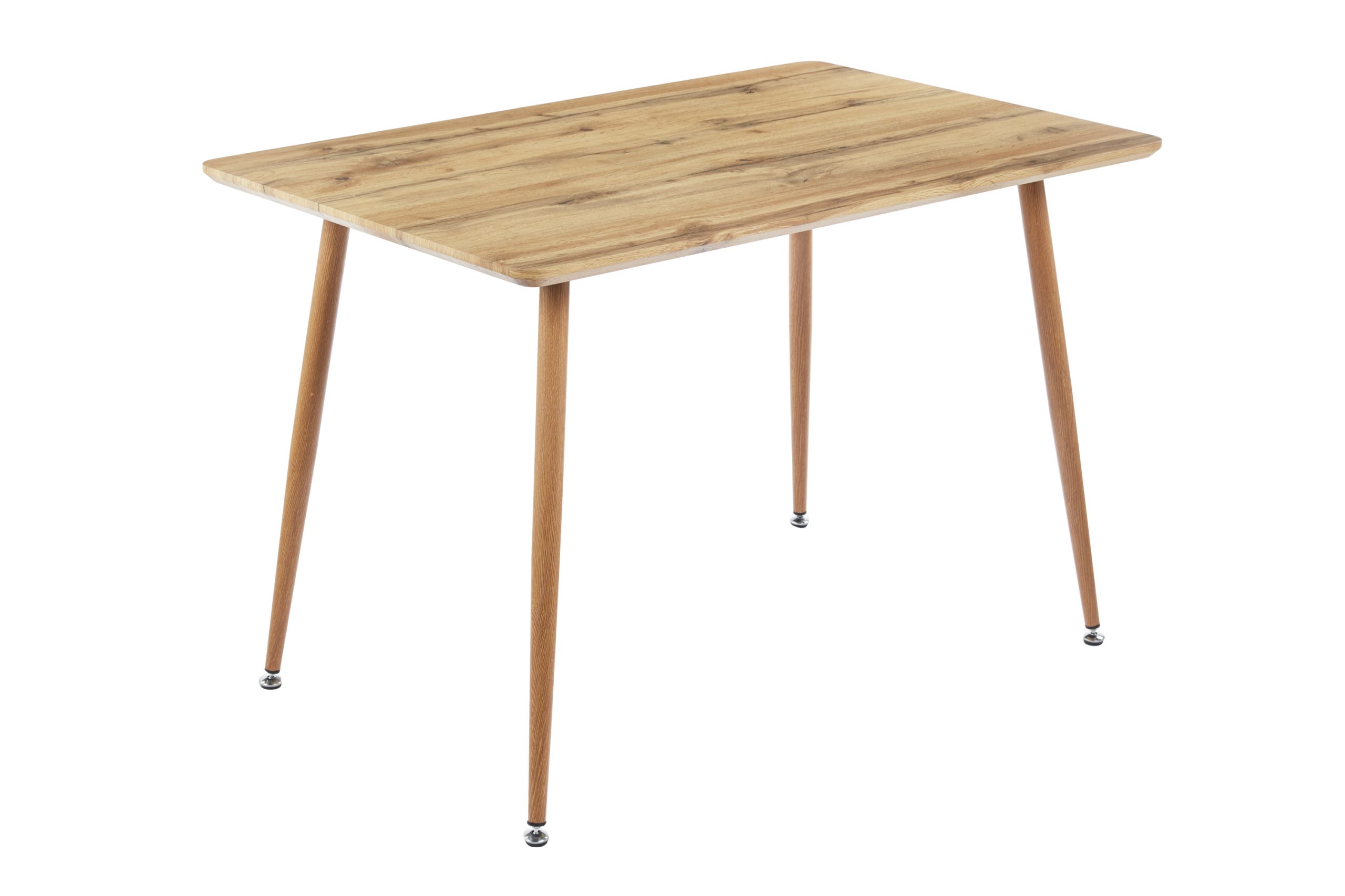 Esstisch 115x75 cm Schweizer Kante Holz Wildeiche-Optik 4-Fuß-Gestell Metall eichefarben TRONDHEIM – Bild 2