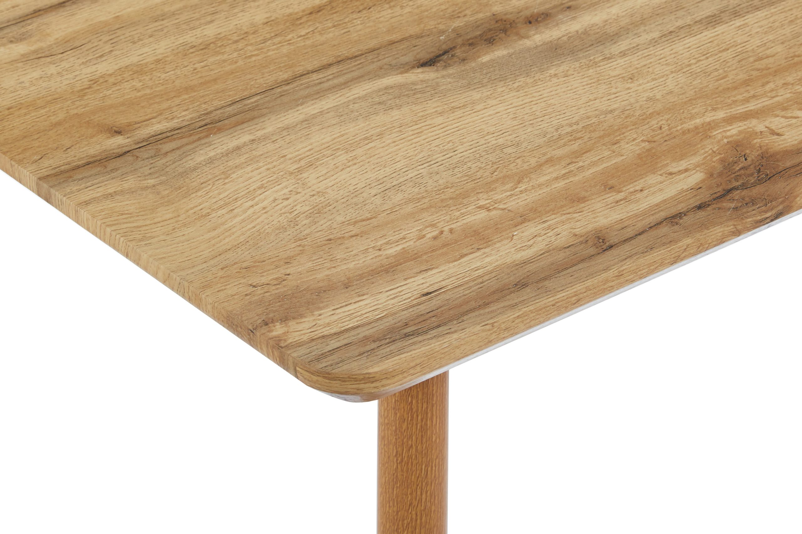 Esstisch 115x75 cm Schweizer Kante Holz Wildeiche-Optik 4-Fuß-Gestell Metall eichefarben TRONDHEIM – Bild 4