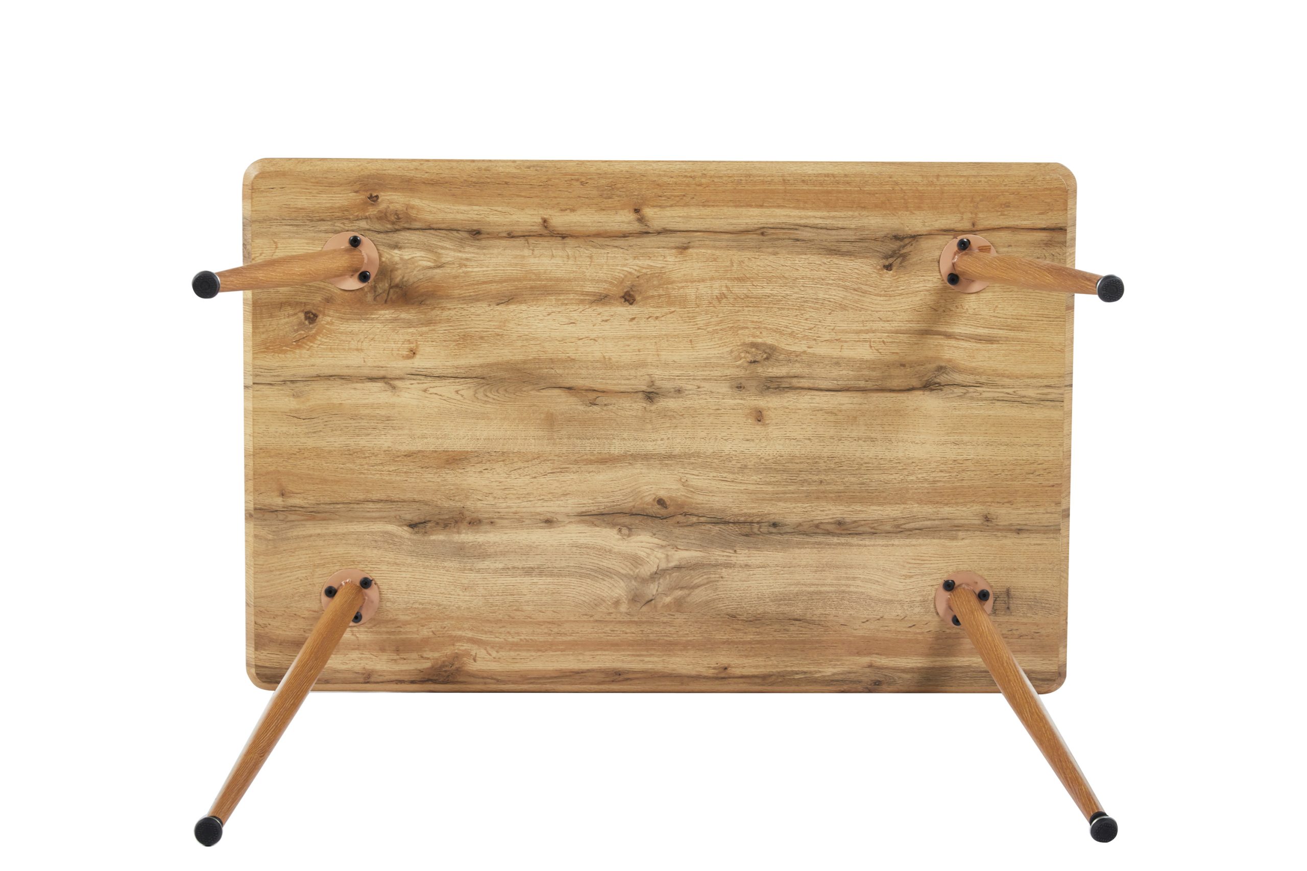 Esstisch 115x75 cm Schweizer Kante Holz Wildeiche-Optik 4-Fuß-Gestell Metall eichefarben TRONDHEIM – Bild 7