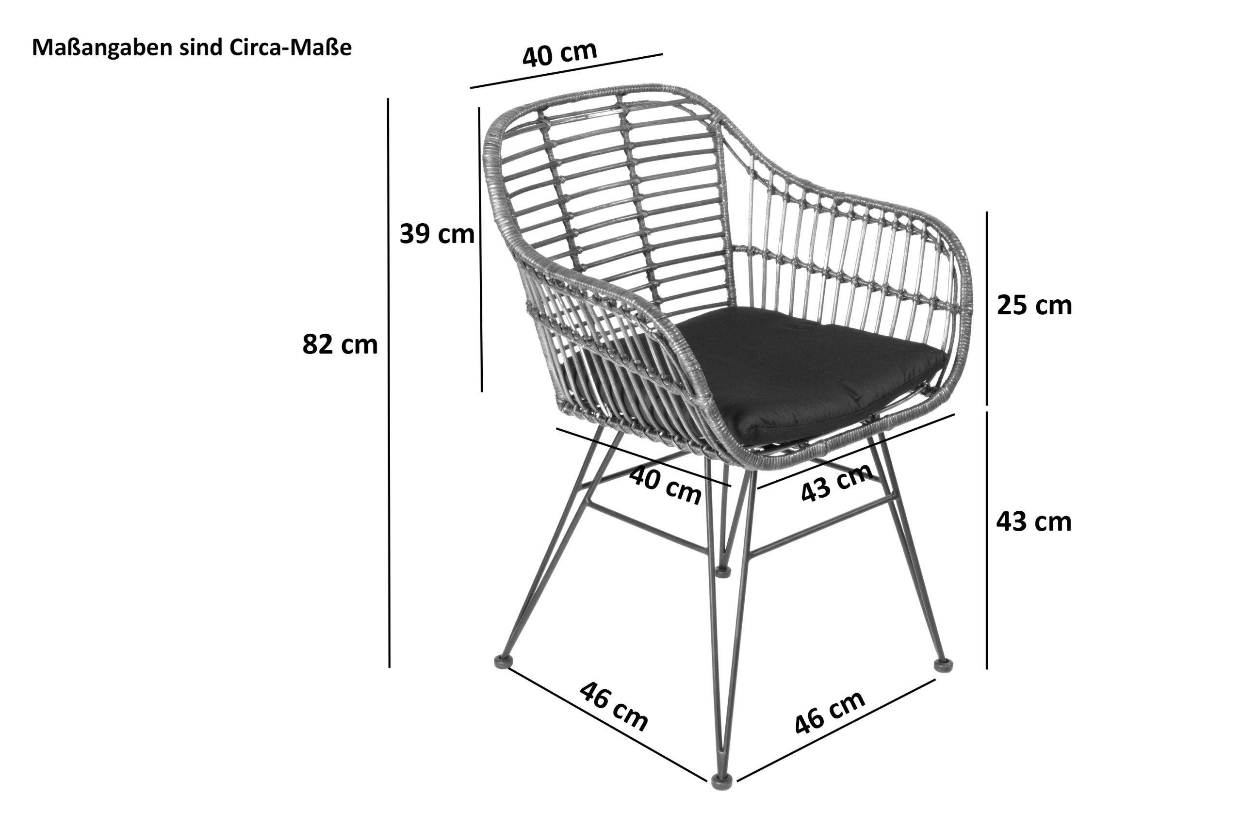 Esszimmerstuhl inkl. Sitzkissen Rattanstuhl natur Metallfüße ANTALYA – Bild 2