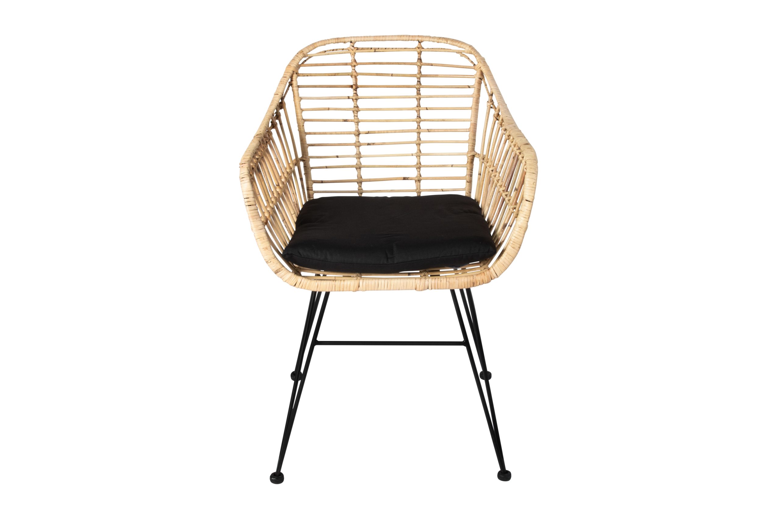 Esszimmerstuhl inkl. Sitzkissen Rattanstuhl natur Metallfüße ANTALYA – Bild 3