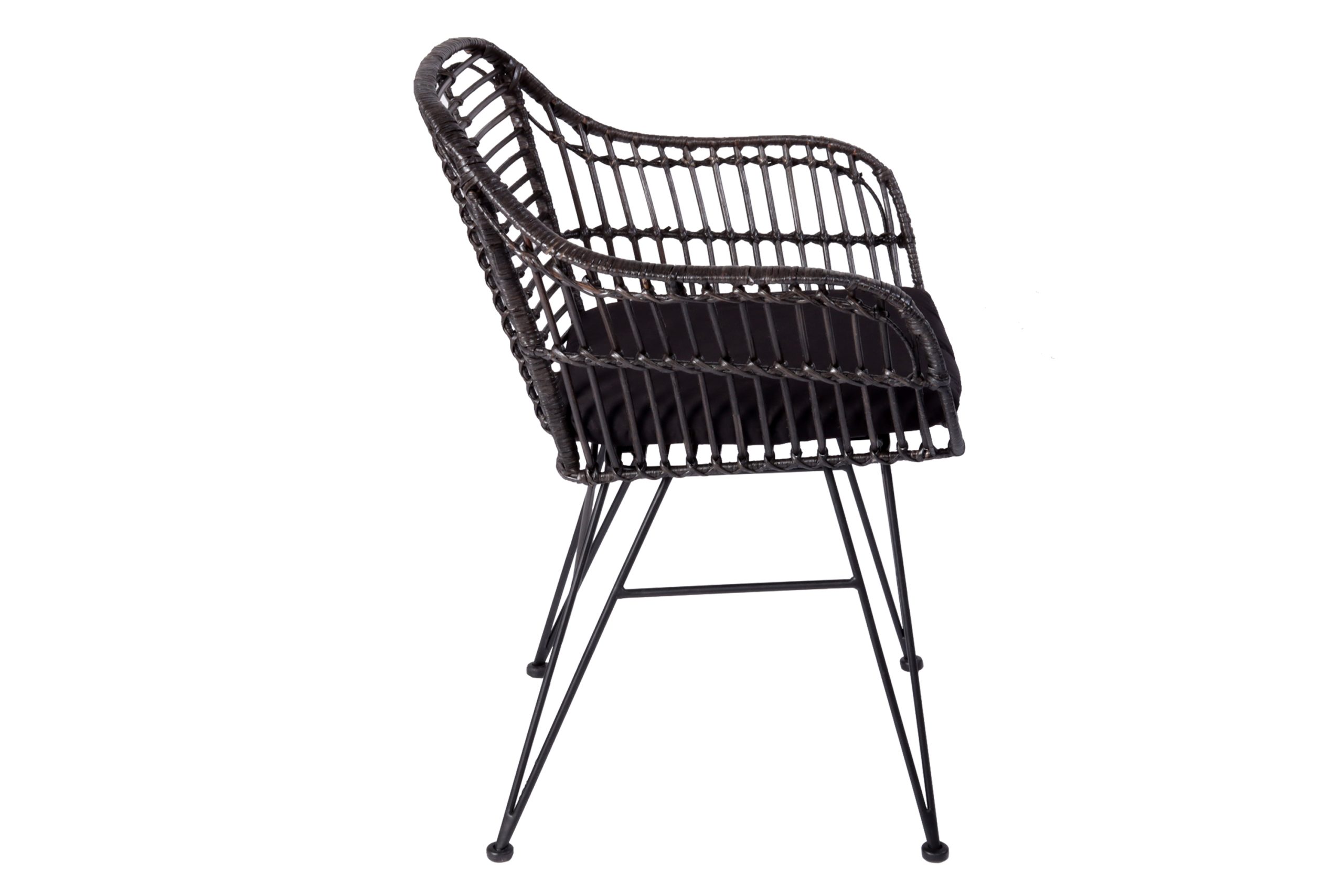 Esszimmerstuhl inkl. Sitzkissen Rattanstuhl anthrazit Metallfüße ANTALYA – Bild 4