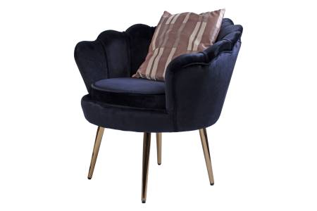 Design-Polstersessel Armlehnsessel Samt schwarz Metallbeine goldfarben lackiert BIG CHAIR