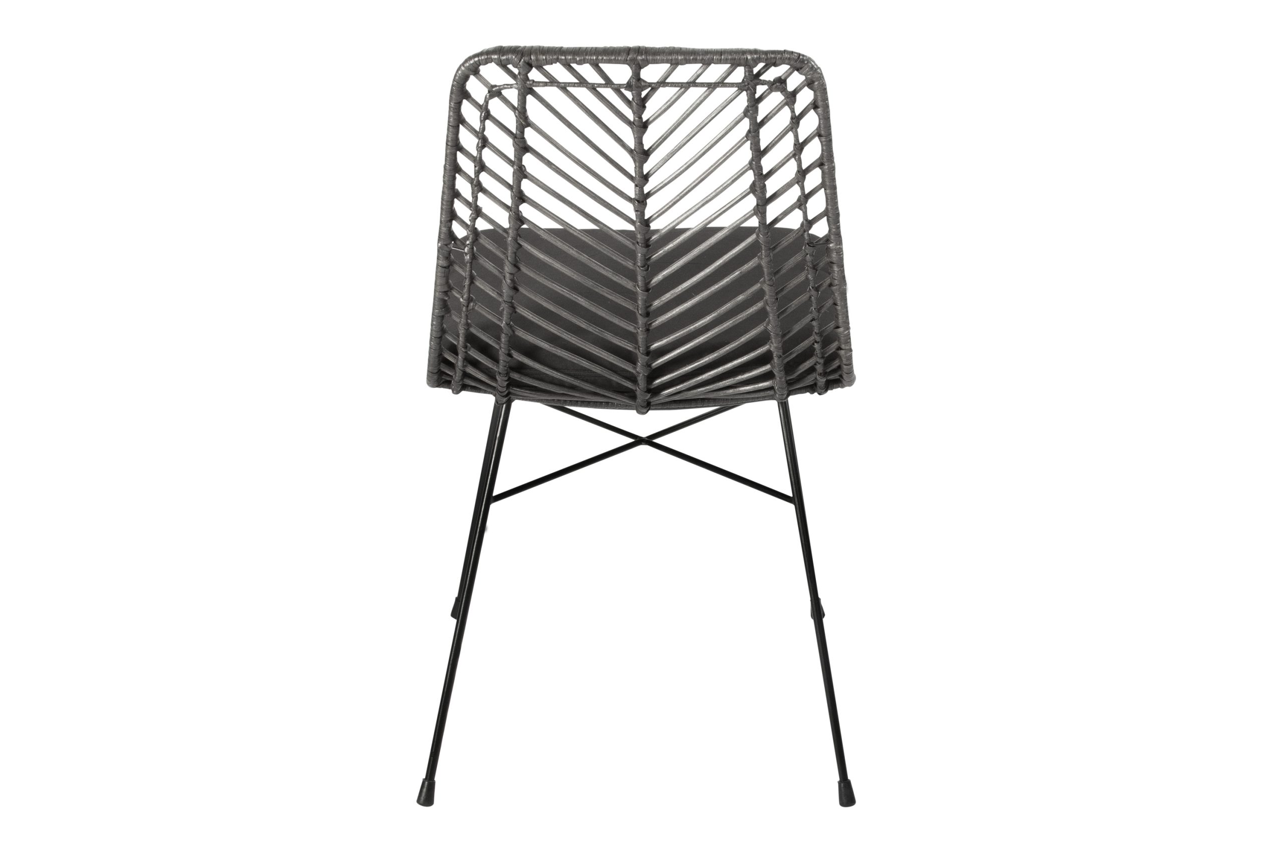 Esszimmerstuhl inkl. Sitzkissen Rattanstuhl anthrazit Metallfüße DETROIT – Bild 5