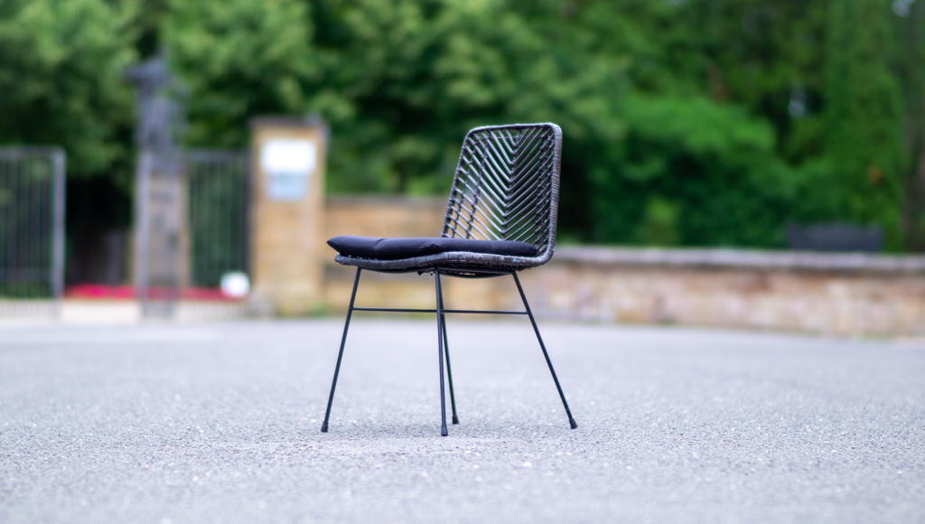 Esszimmerstuhl inkl. Sitzkissen Rattanstuhl anthrazit Metallfüße DETROIT – Bild 9