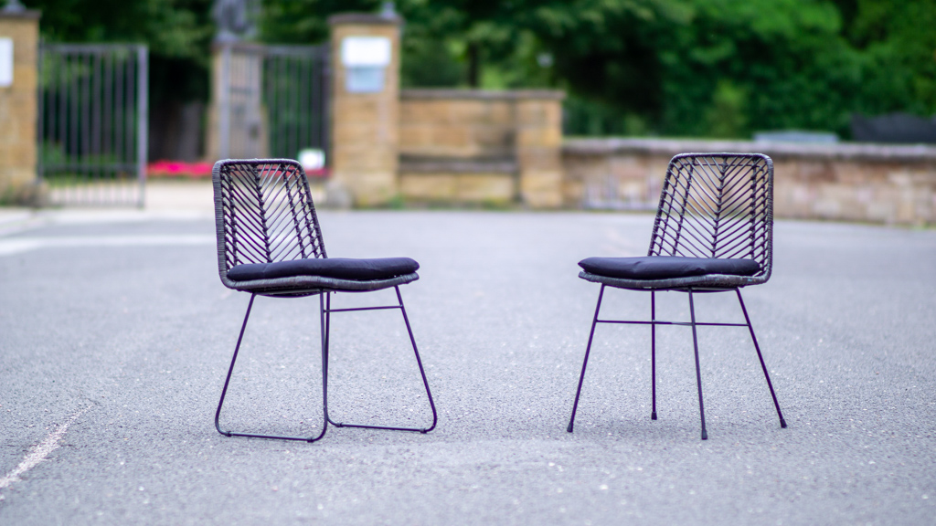 Esszimmerstuhl inkl. Sitzkissen Rattanstuhl anthrazit Metallfüße DETROIT – Bild 10