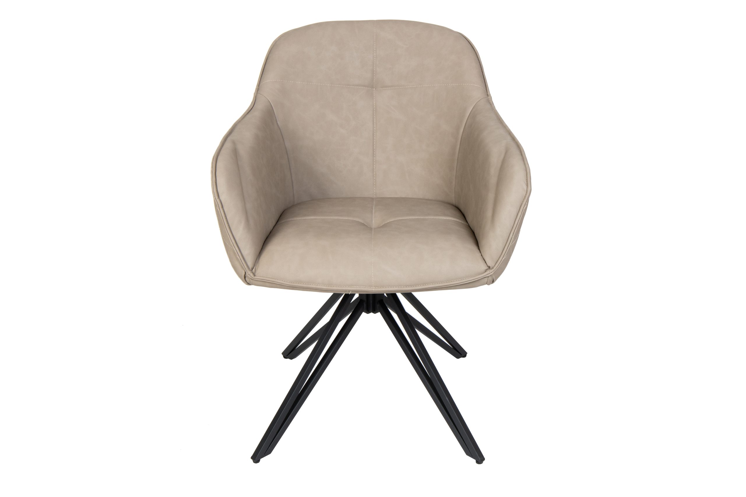 Drehstuhl 180 Grad drehbar Armlehnstuhl taupe Metallgestell schwarz ELBE – Bild 7