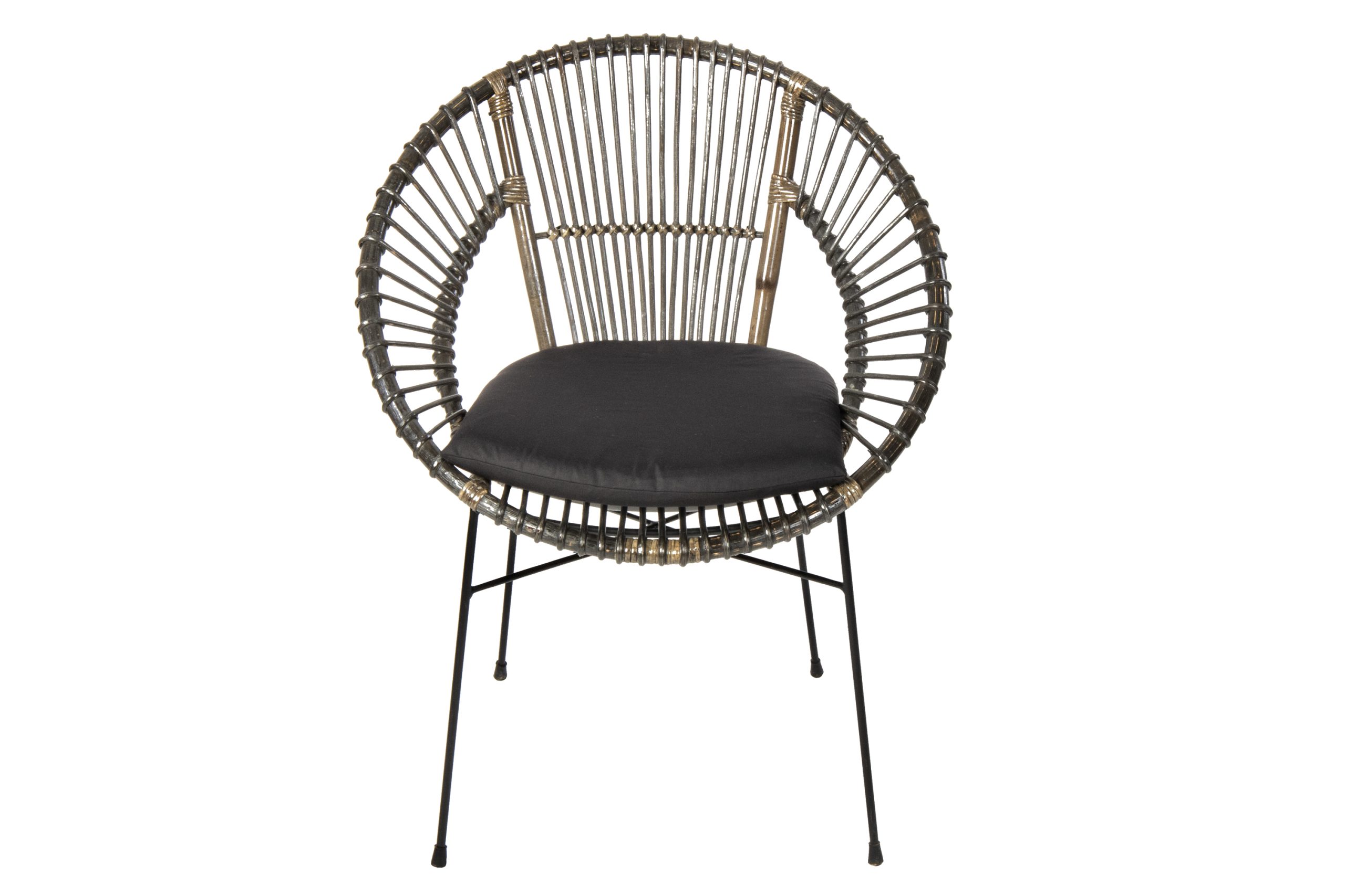 Esszimmerstuhl inkl. Sitzkissen Rattanstuhl anthrazit Metallfüße GENUA – Bild 3