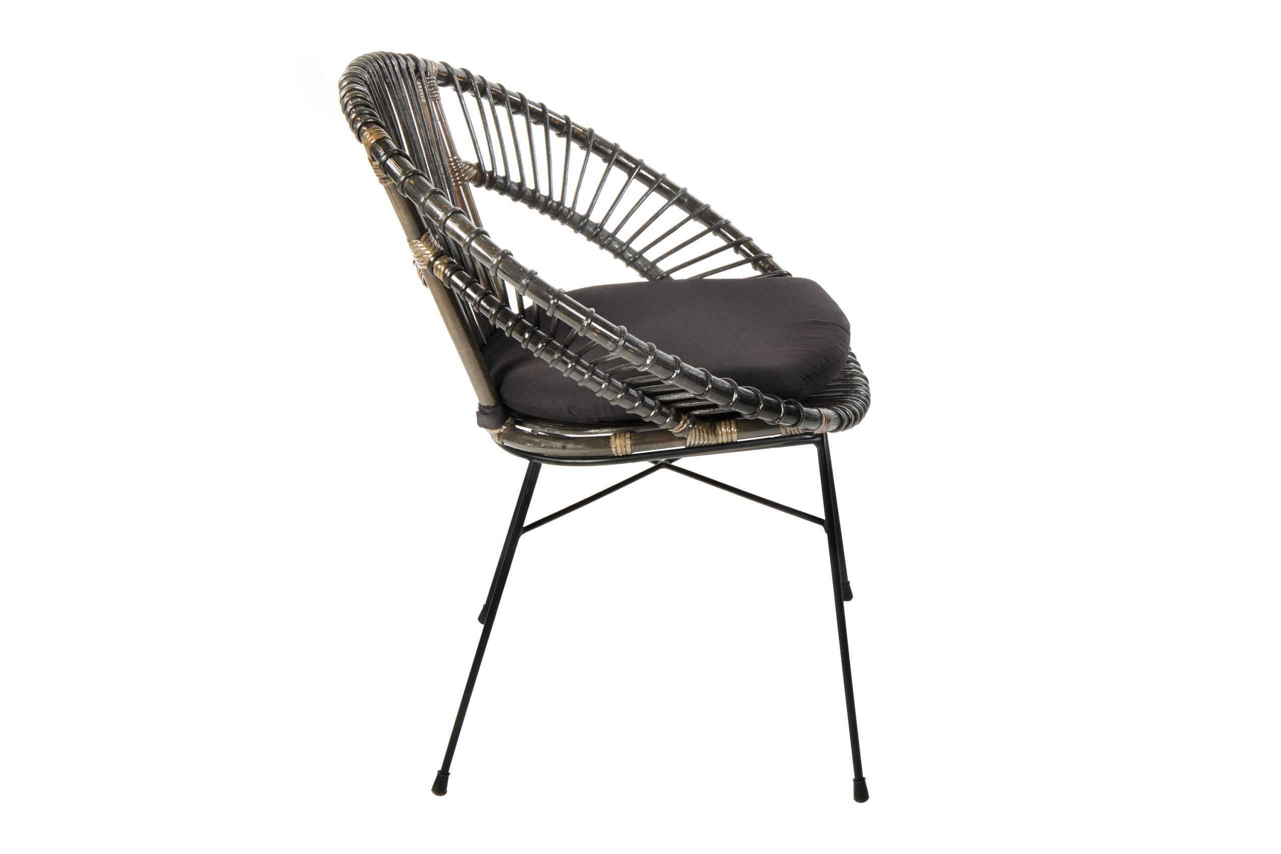 Esszimmerstuhl inkl. Sitzkissen Rattanstuhl anthrazit Metallfüße GENUA – Bild 4