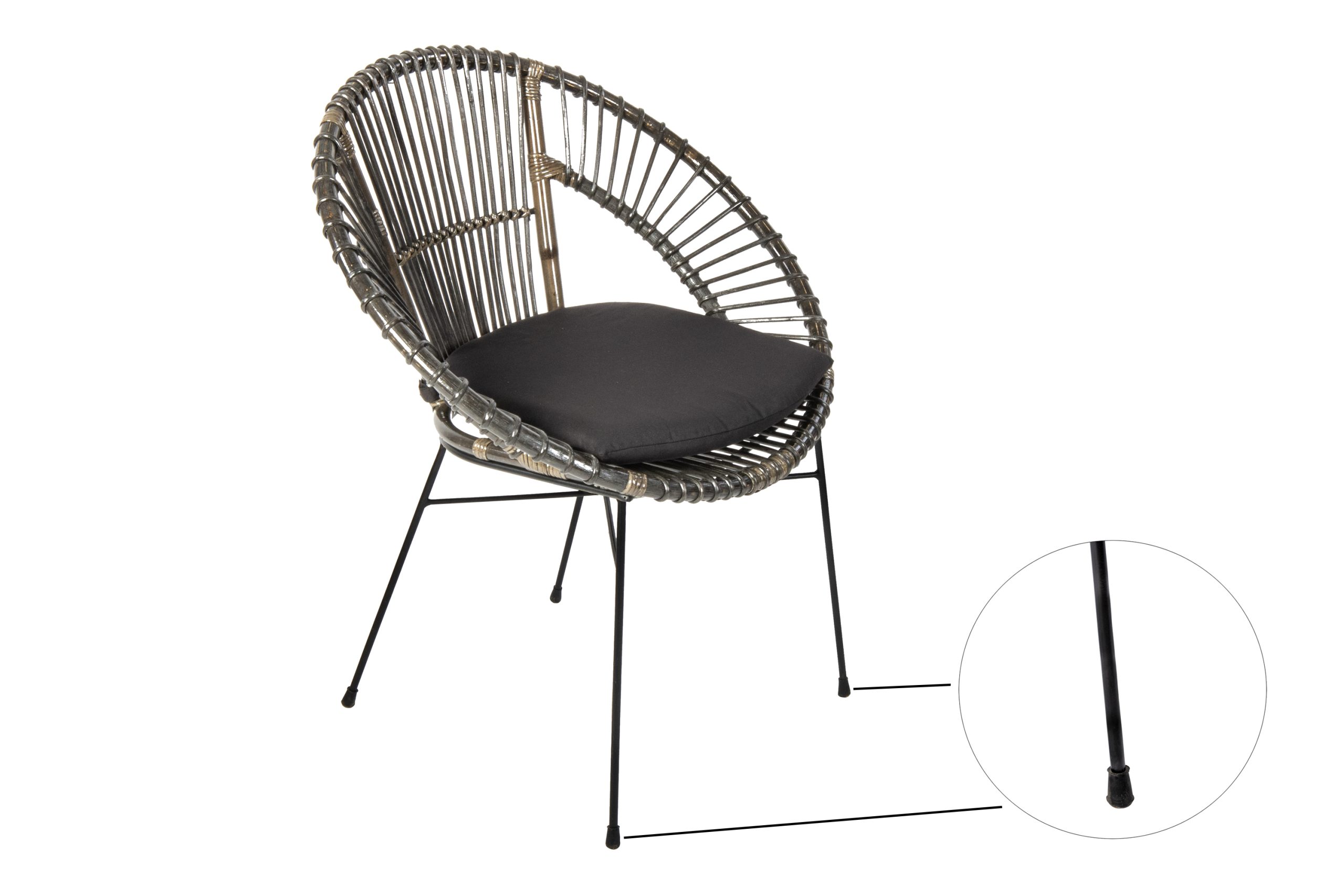 Esszimmerstuhl inkl. Sitzkissen Rattanstuhl anthrazit Metallfüße GENUA – Bild 8