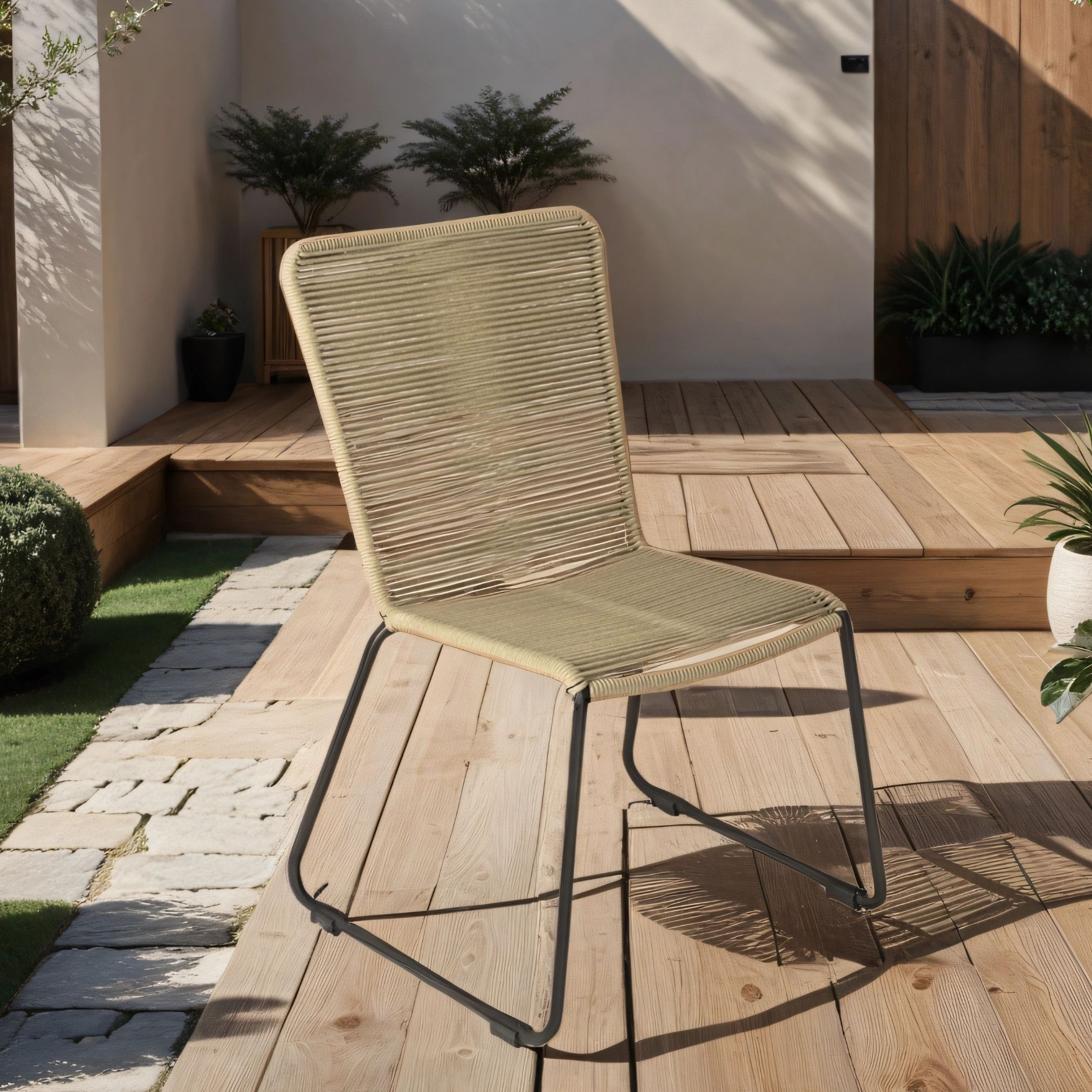 Esszimmerstuhl Rope Chair Polyester Taupe Eisen-Gestell schwarz ISRA