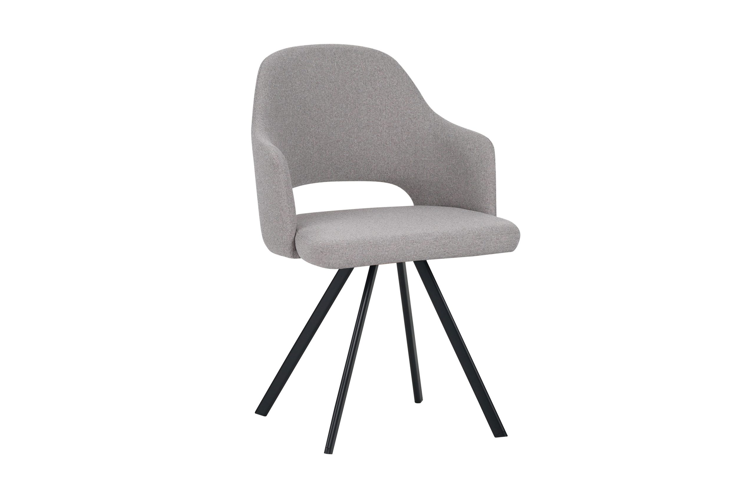 Esszimmerstuhl mit Armlehnen Stoffbezug hellgrau 4-Fuß-Gestell Metall schwarz JESSI