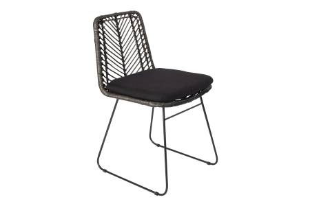 Esszimmerstuhl inkl. Sitzkissen Rattanstuhl anthrazit Metallfüße KAIRO