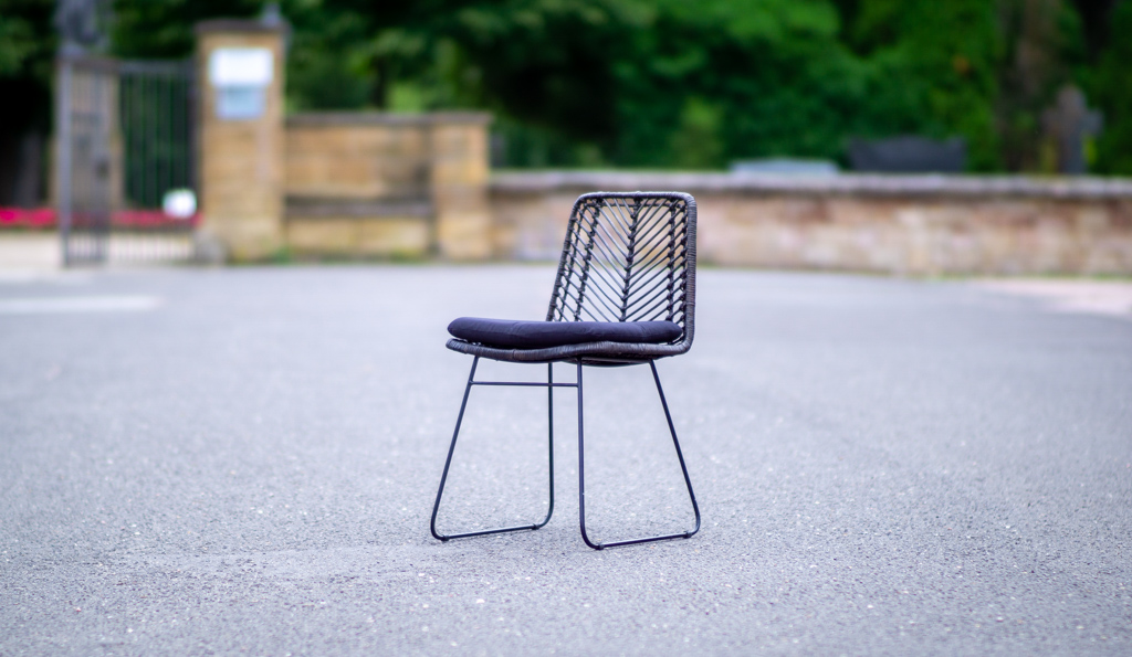 Esszimmerstuhl inkl. Sitzkissen Rattanstuhl anthrazit Metallfüße KAIRO – Bild 8