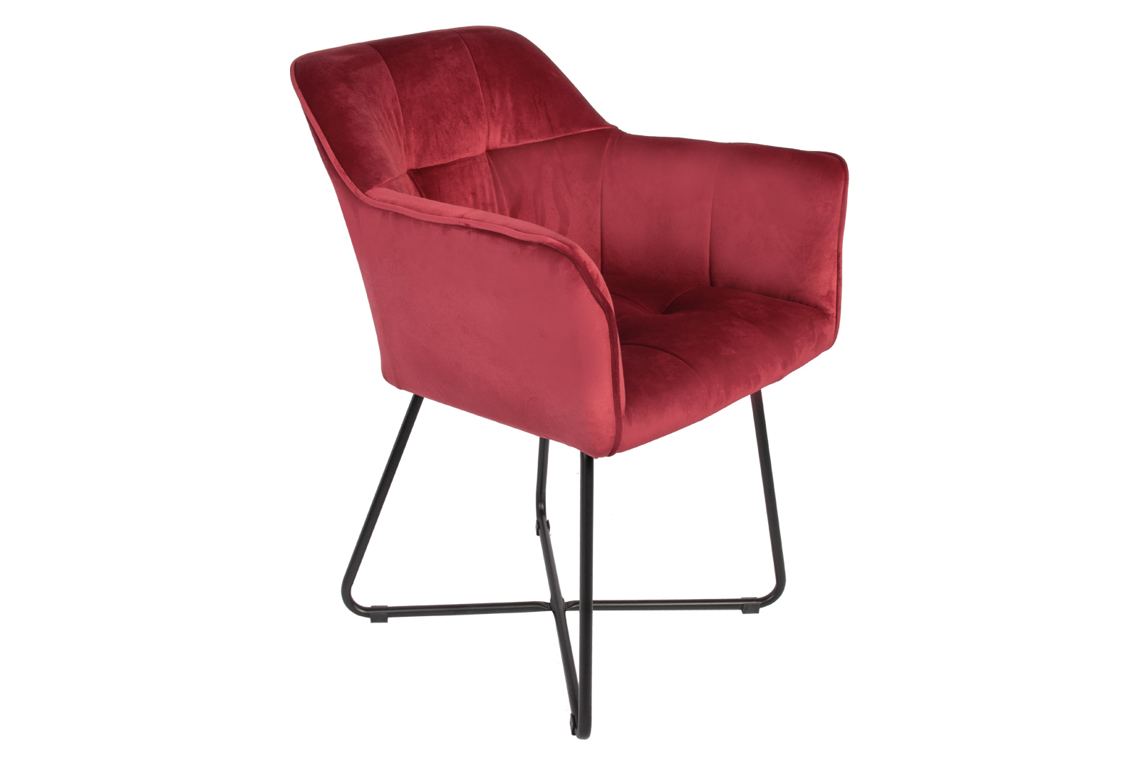 Esszimmer Armlehnstuhl Samt weinrot Metallbeine schwarz KIRIN