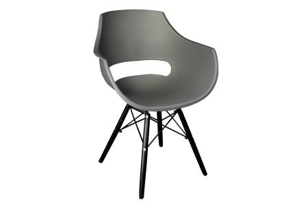 Esszimmerstuhl Schalenstuhl grau Holzgestell schwarz LEA