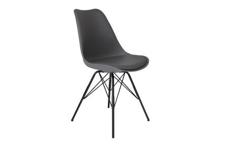 Esszimmerstuhl Schalenstuhl grau Metallfüße schwarz LEKUES