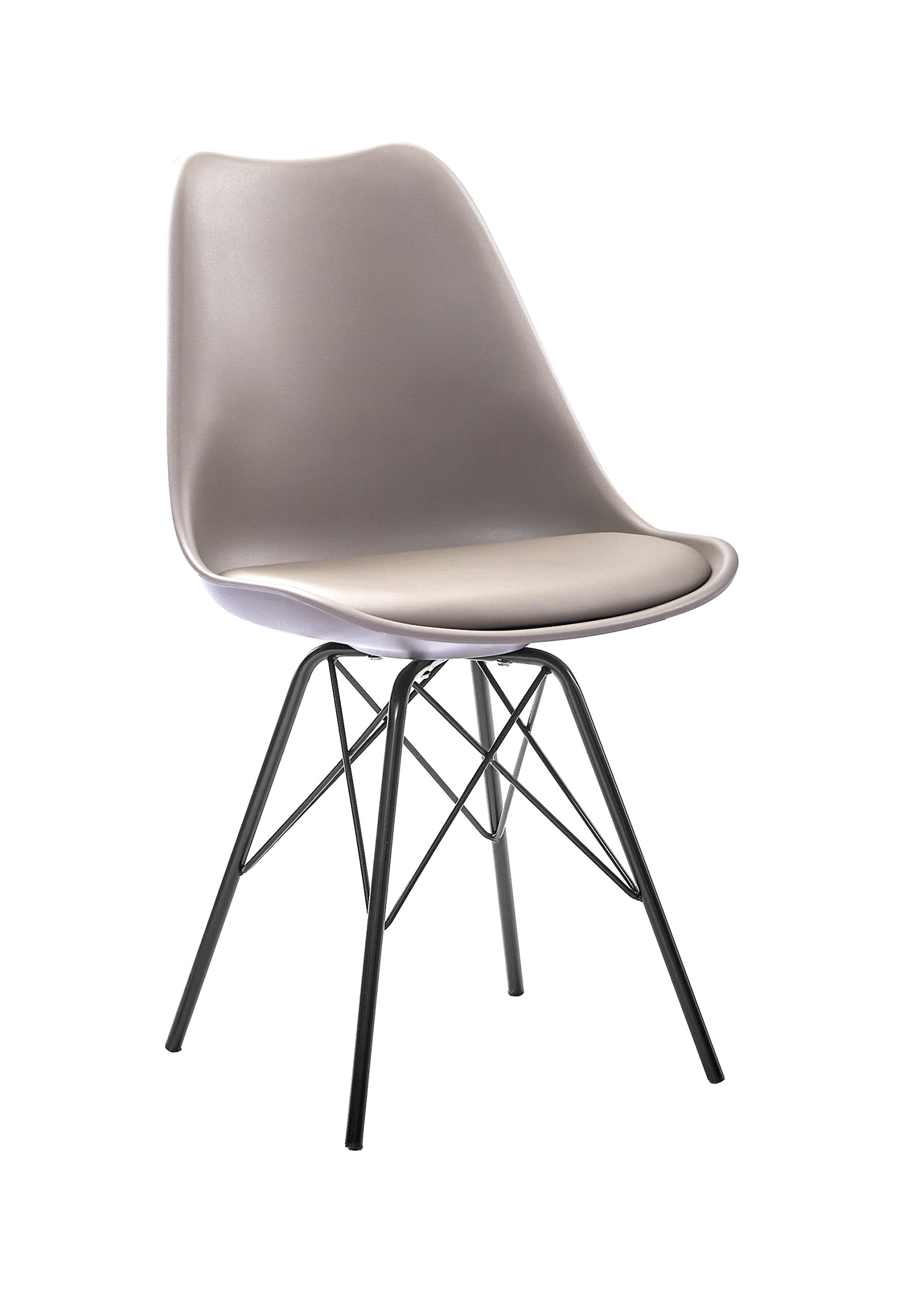 Esszimmerstuhl Schalenstuhl taupe Metallfüße schwarz LEKUES