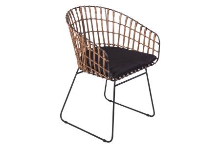 Esszimmerstuhl inkl. Sitzkissen Rattanstuhl braun Metallfüße LIMA