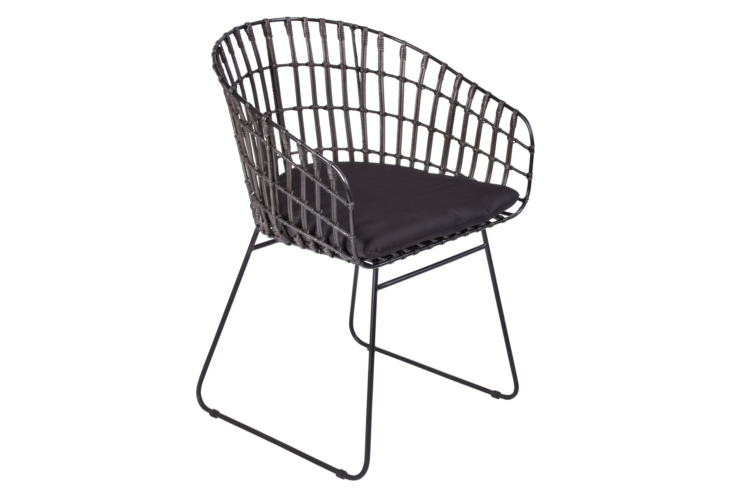 Esszimmerstuhl inkl. Sitzkissen Rattanstuhl anthrazit Metallfüße LIMA