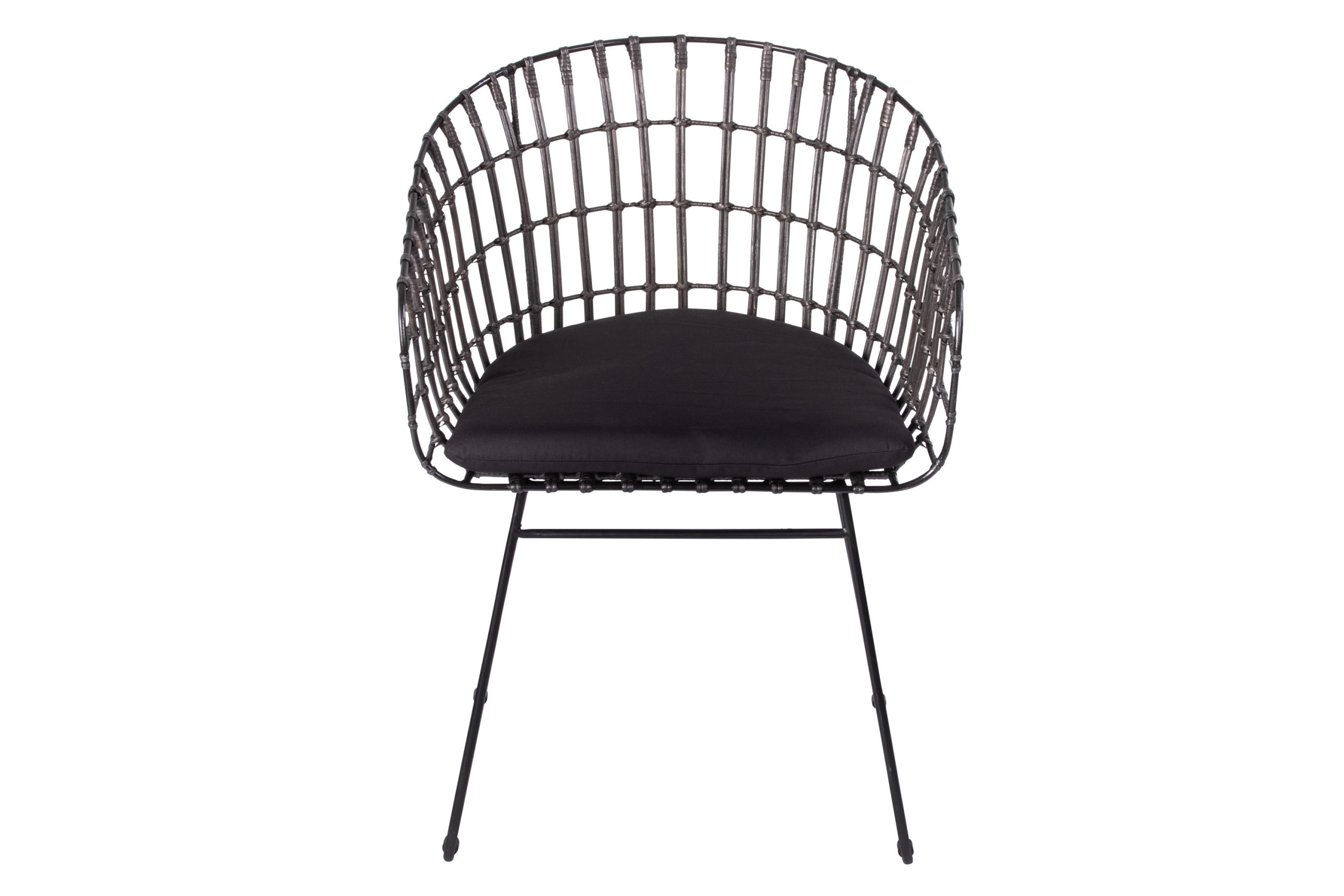 B-Ware 4er Set Esszimmerstuhl inkl. Sitzkissen Rattanstuhl anthrazit Metallfüße LIMA – Bild 3