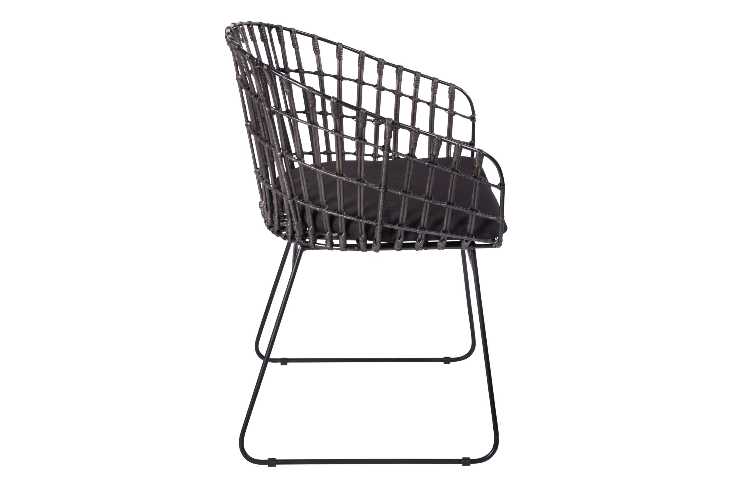 Esszimmerstuhl inkl. Sitzkissen Rattanstuhl anthrazit Metallfüße LIMA – Bild 4