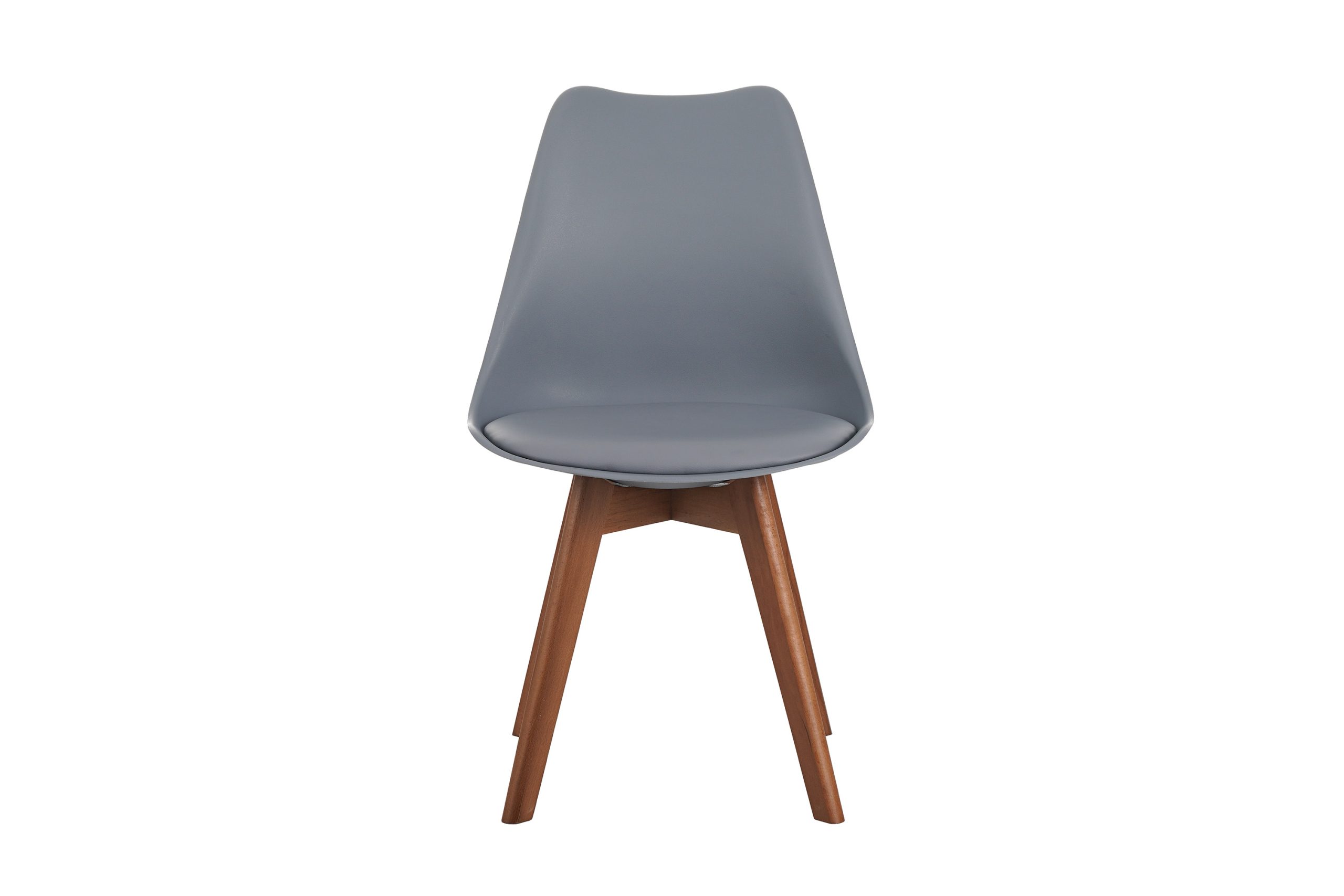 Esszimmerstuhl Graue Sitzschale & -Polster Kunstleder Stuhlbeine Massivholz Nussbaumfarben LOVELACE – Bild 5