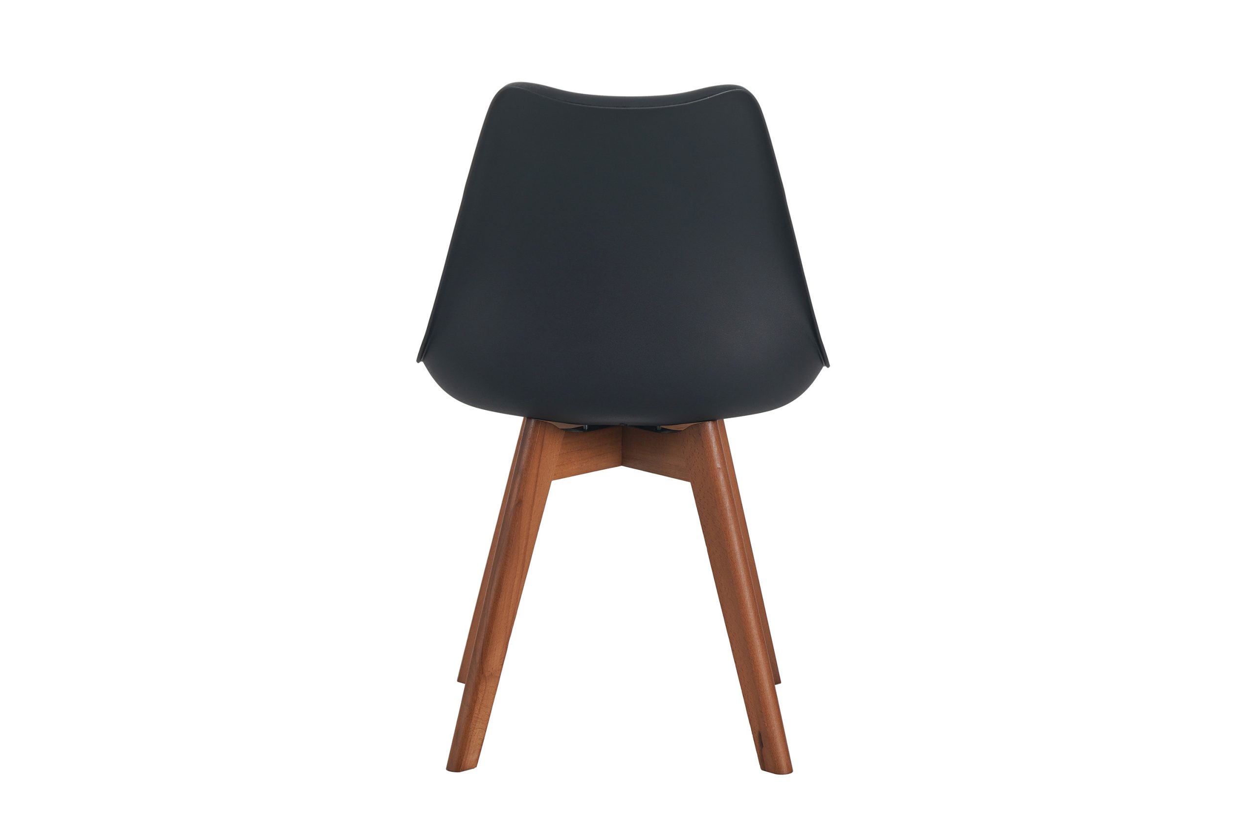 Esszimmerstuhl Schwarze Sitzschale & -Polster Kunstleder Stuhlbeine Massivholz Nussbaumfarben LOVELACE – Bild 6