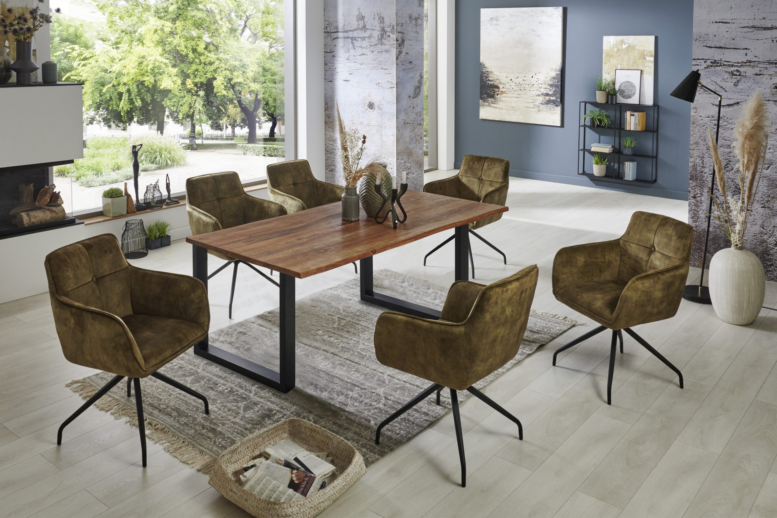 Esszimmerstuhl Malaga Stoffbezug in Olivgrün MALAGA – Bild 2