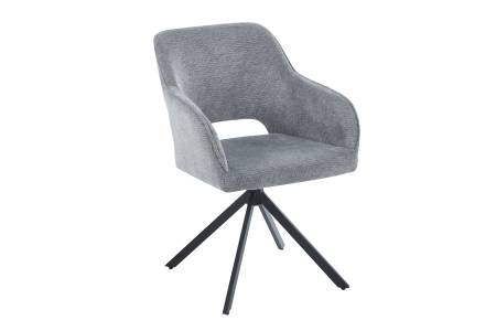 Drehstuhl 360 Grad drehbar Armlehnstuhl Stoffbezug Silber Metallgestell schwarz MILLY