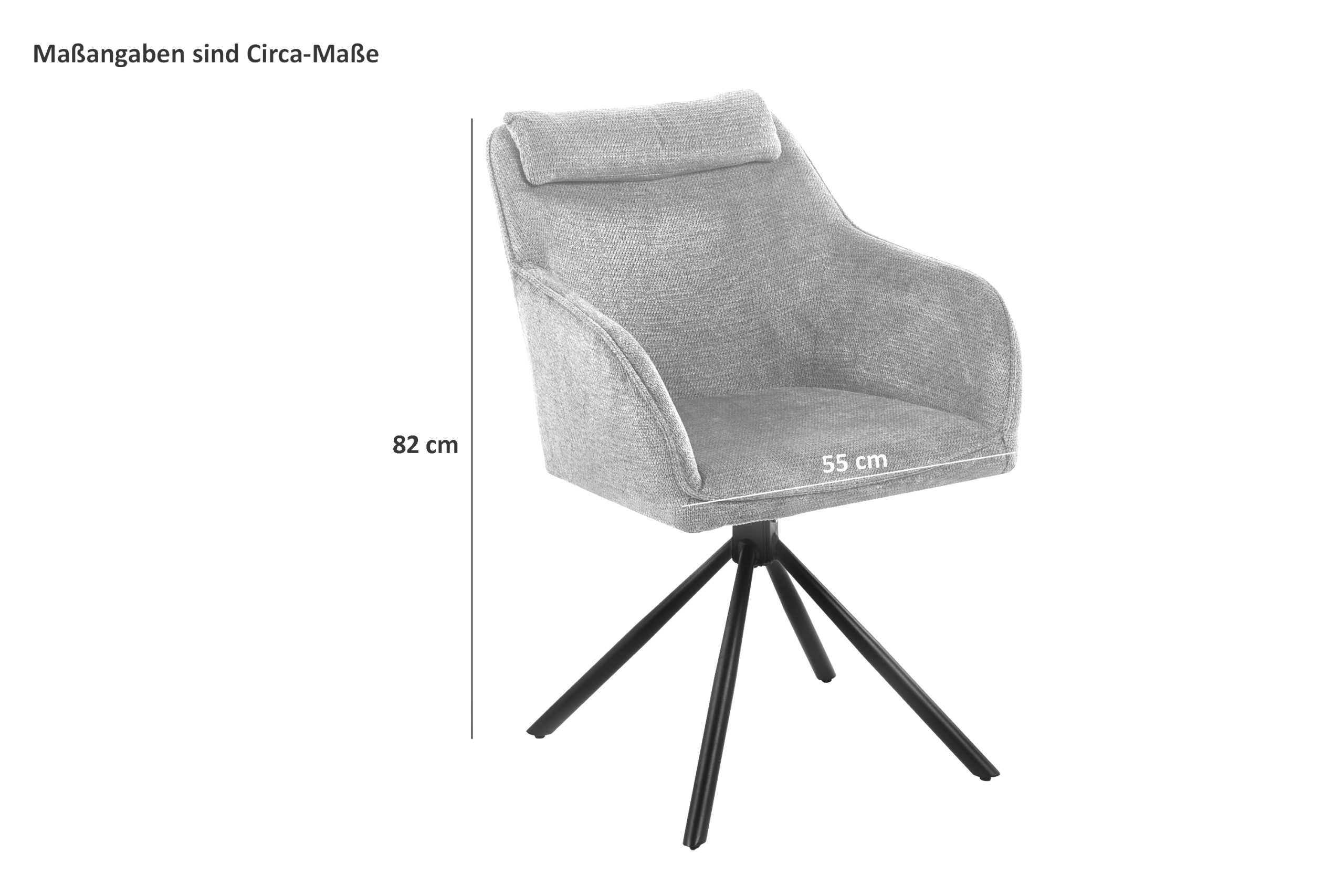 Drehstuhl 360 Grad drehbar Armlehnstuhl Stoffbezug Beige Metallgestell schwarz MUCKI – Bild 3