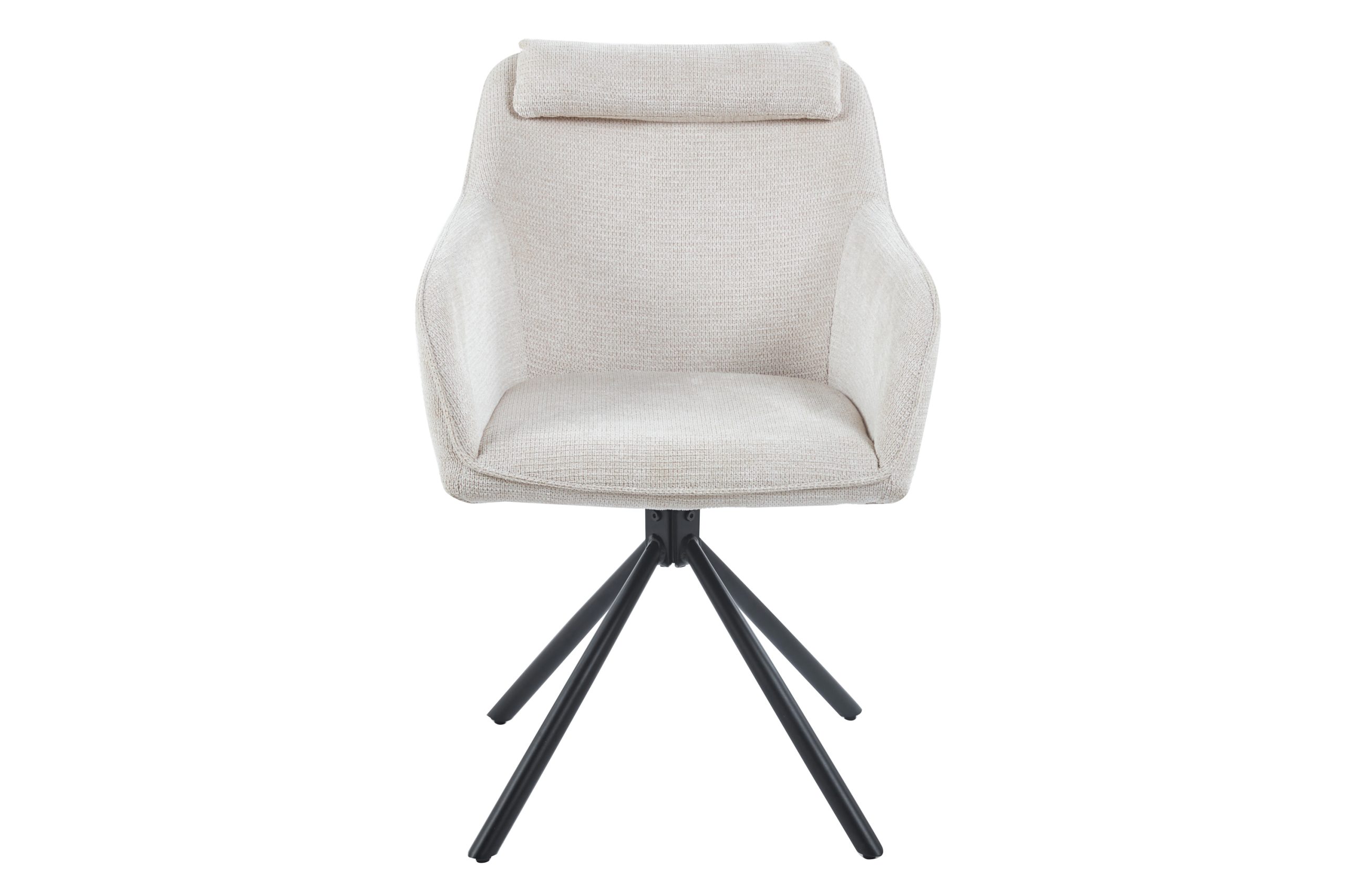 Drehstuhl 360 Grad drehbar Armlehnstuhl Stoffbezug Beige Metallgestell schwarz MUCKI – Bild 4