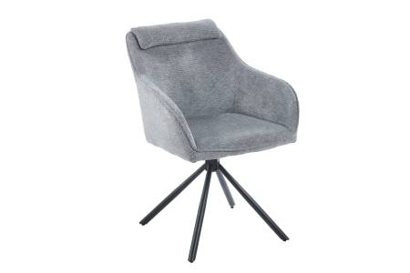 Drehstuhl 360 Grad drehbar Armlehnstuhl Stoffbezug Silber Metallgestell schwarz MUCKI