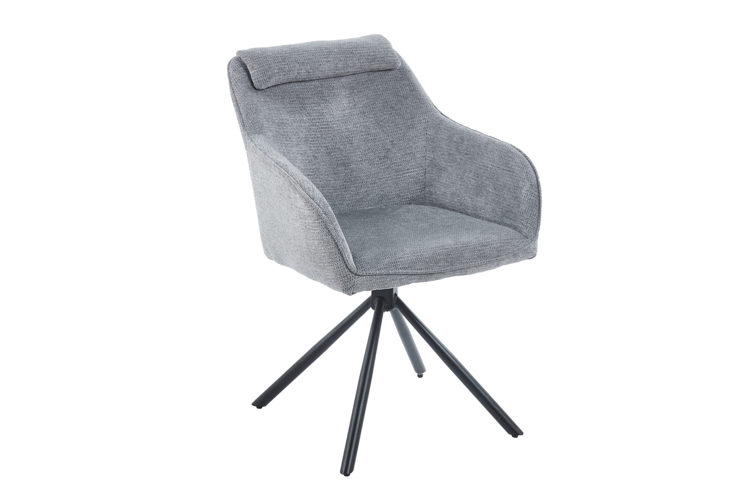 Drehstuhl 360 Grad drehbar Armlehnstuhl Stoffbezug Silber Metallgestell schwarz MUCKI